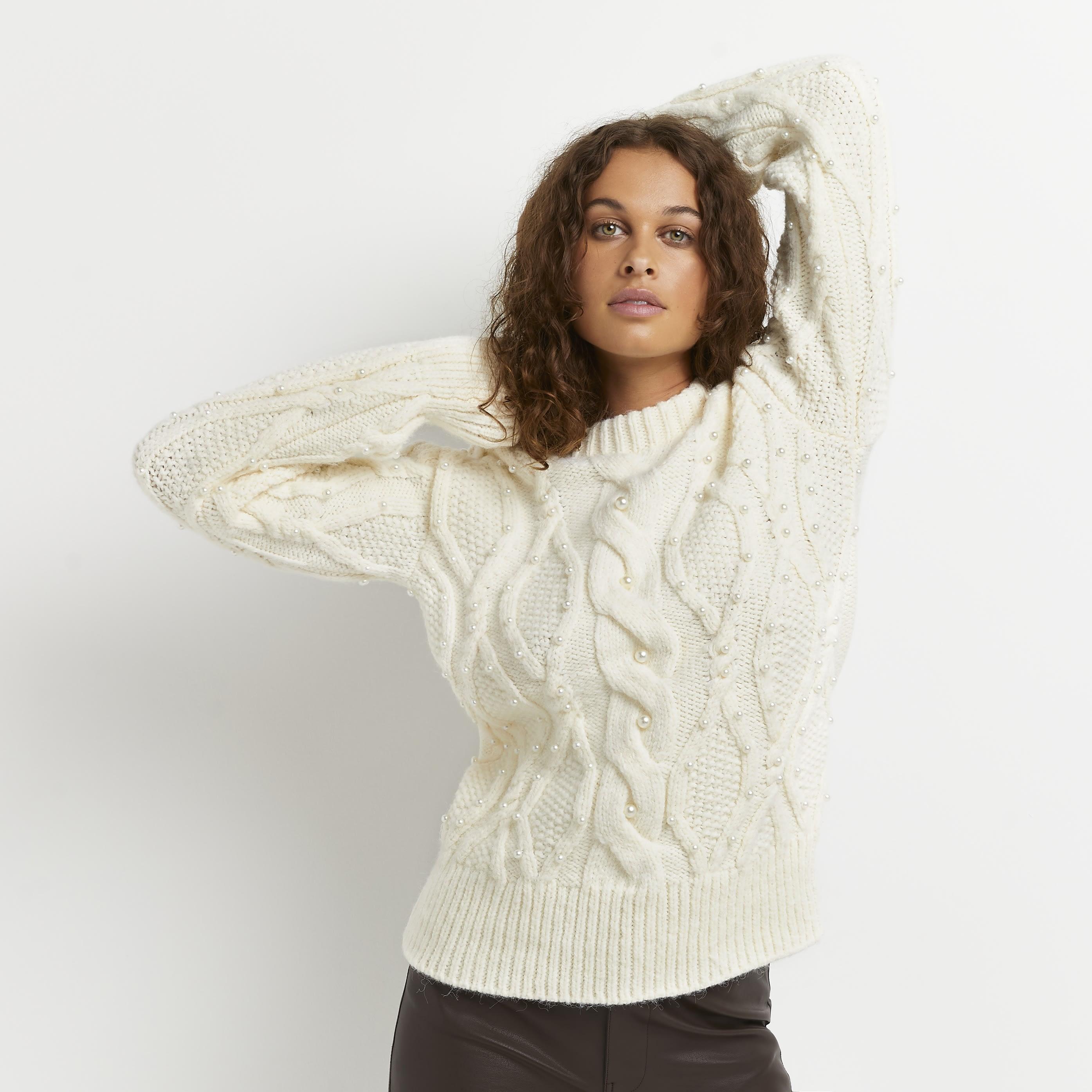 River Island Cream Pearl Embellished 