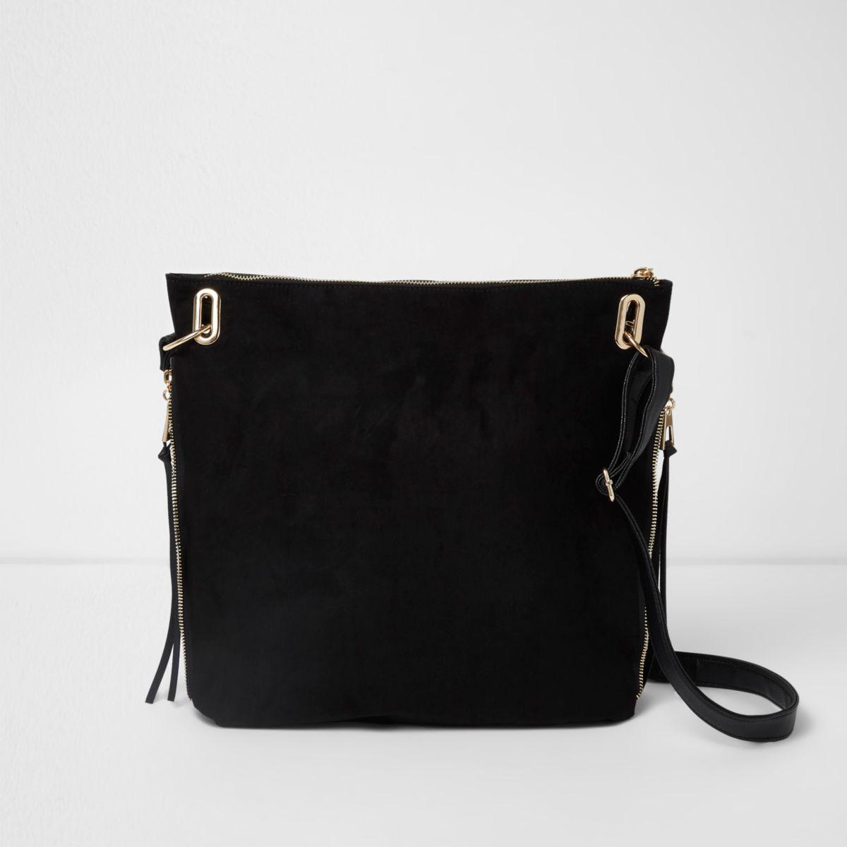 River Island Black Zip Pocket Messenger Bag Lyst