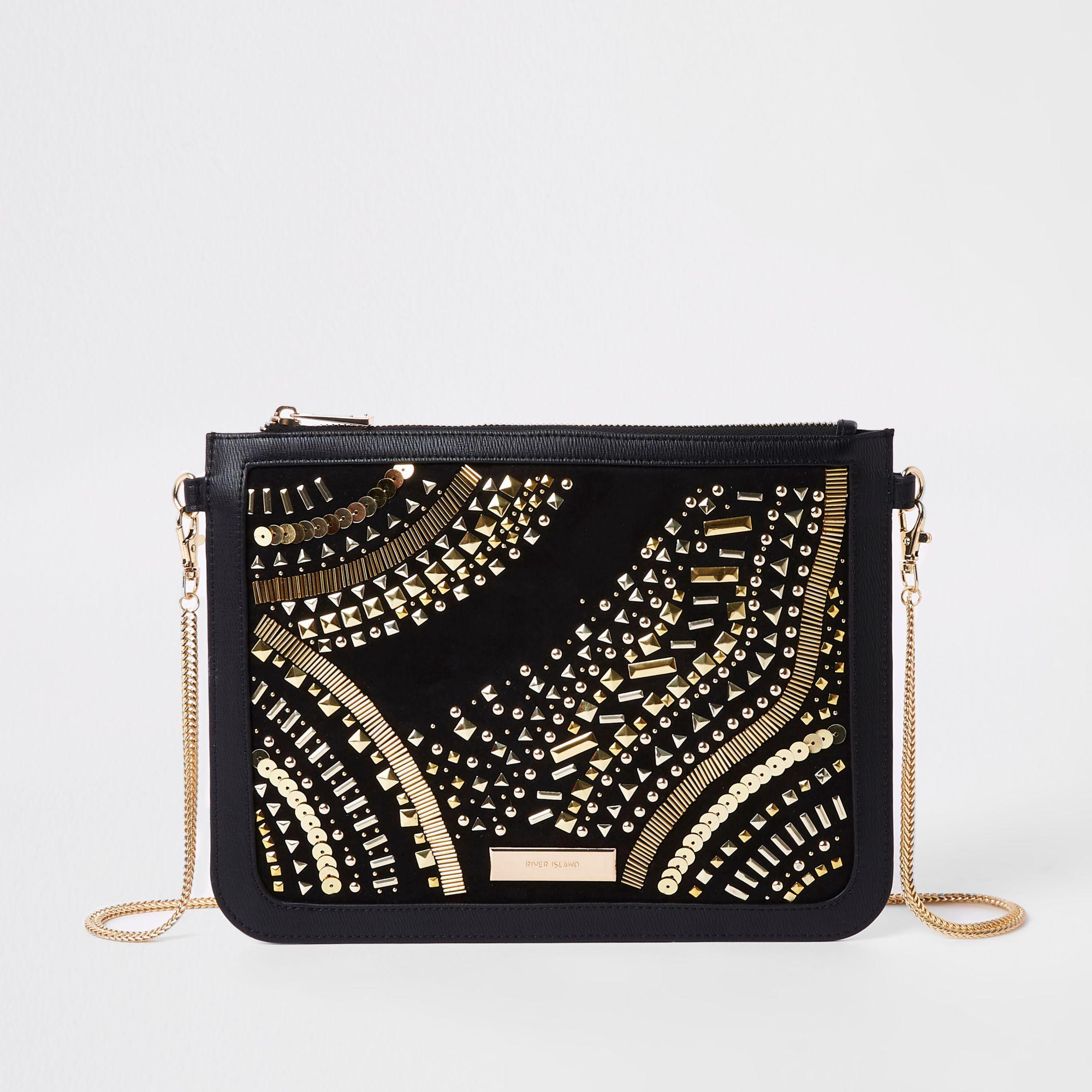 river island black clutch bag