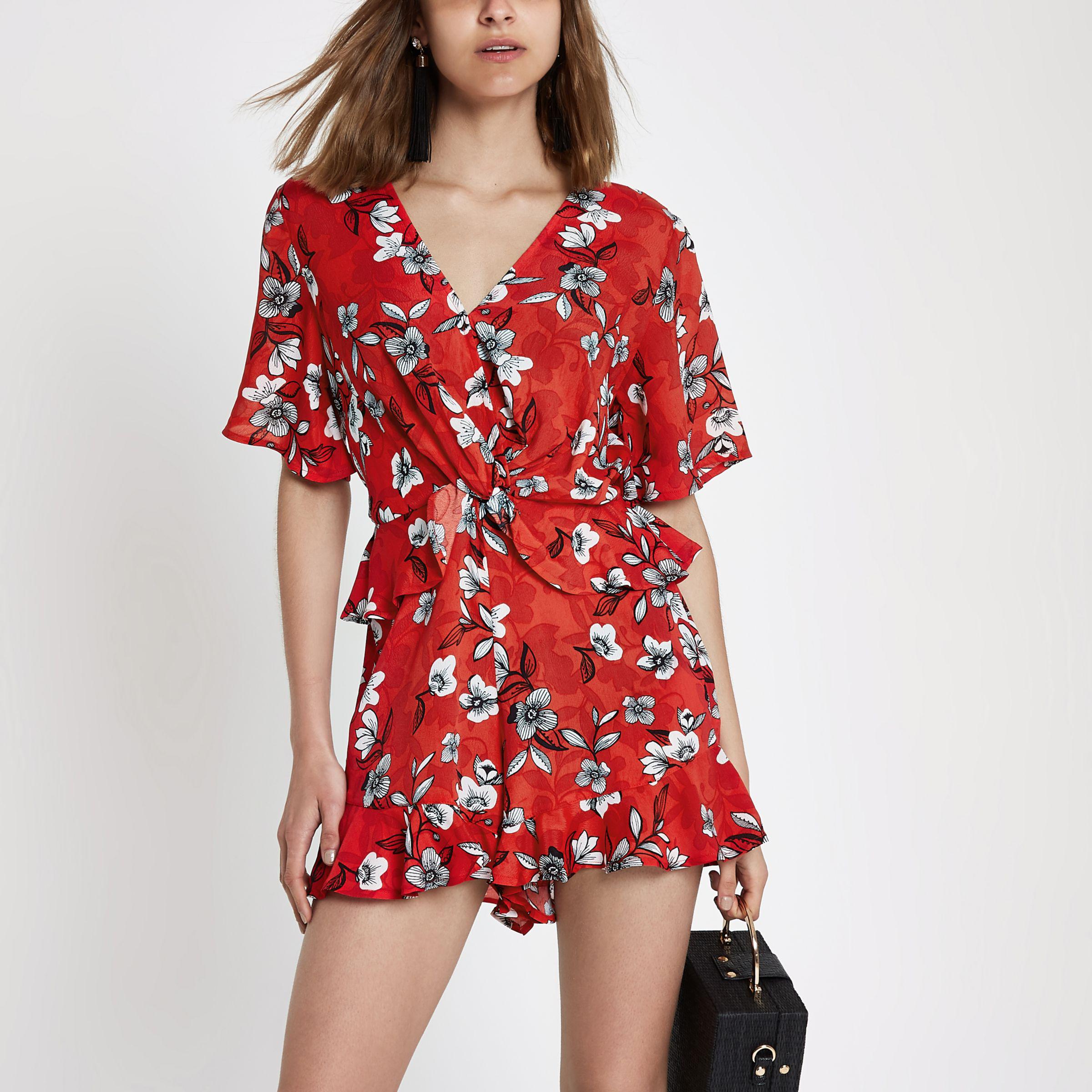 river island ruffle playsuit