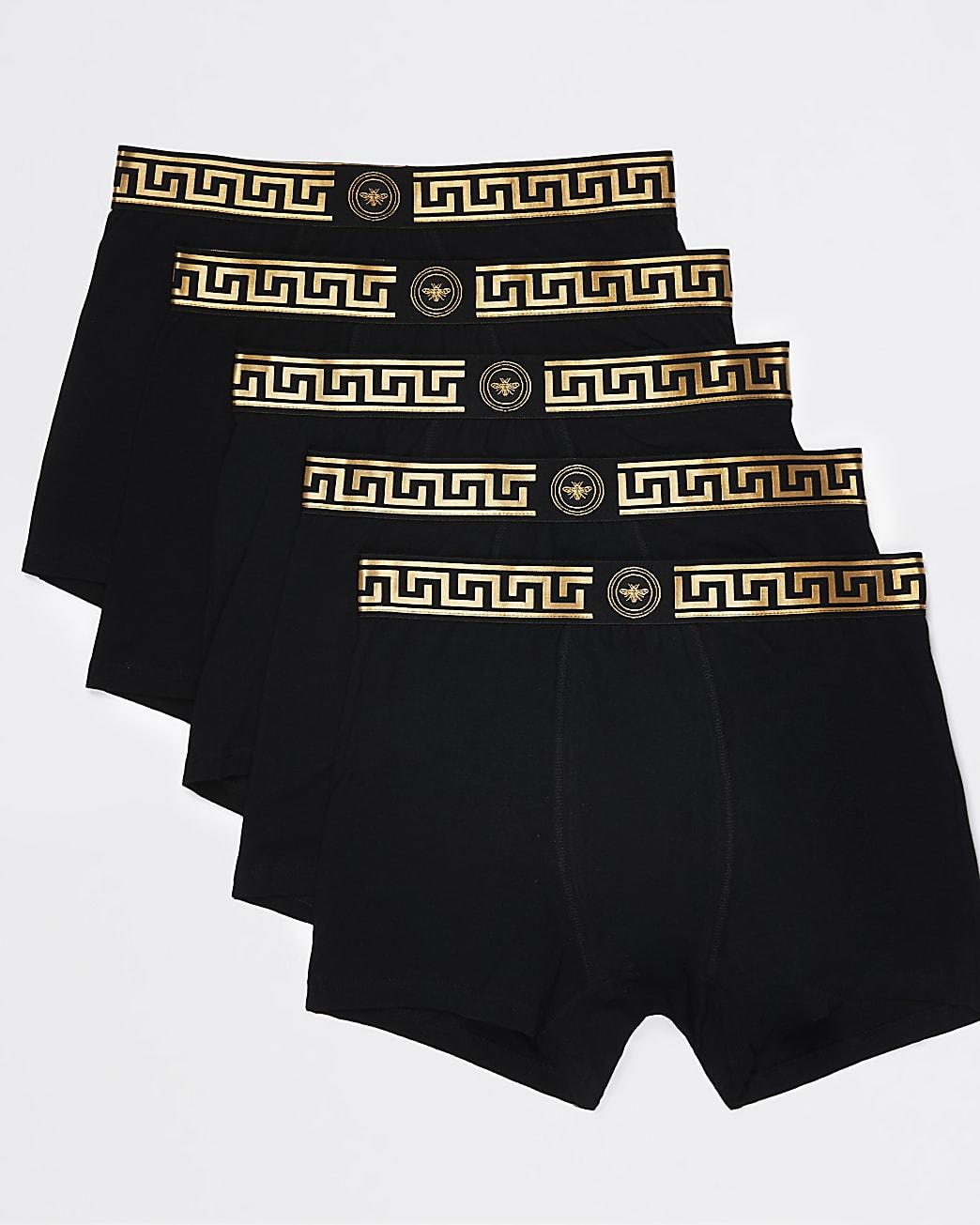 River Island Black Multipack Of 5 Greek Band Boxers for Men Lyst UK