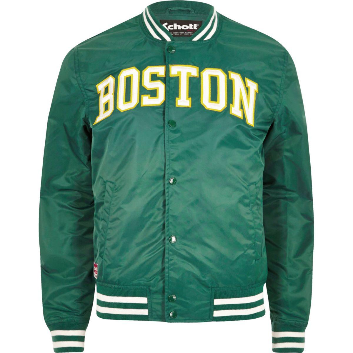 Green Schott 'boston' Bomber Jacket 