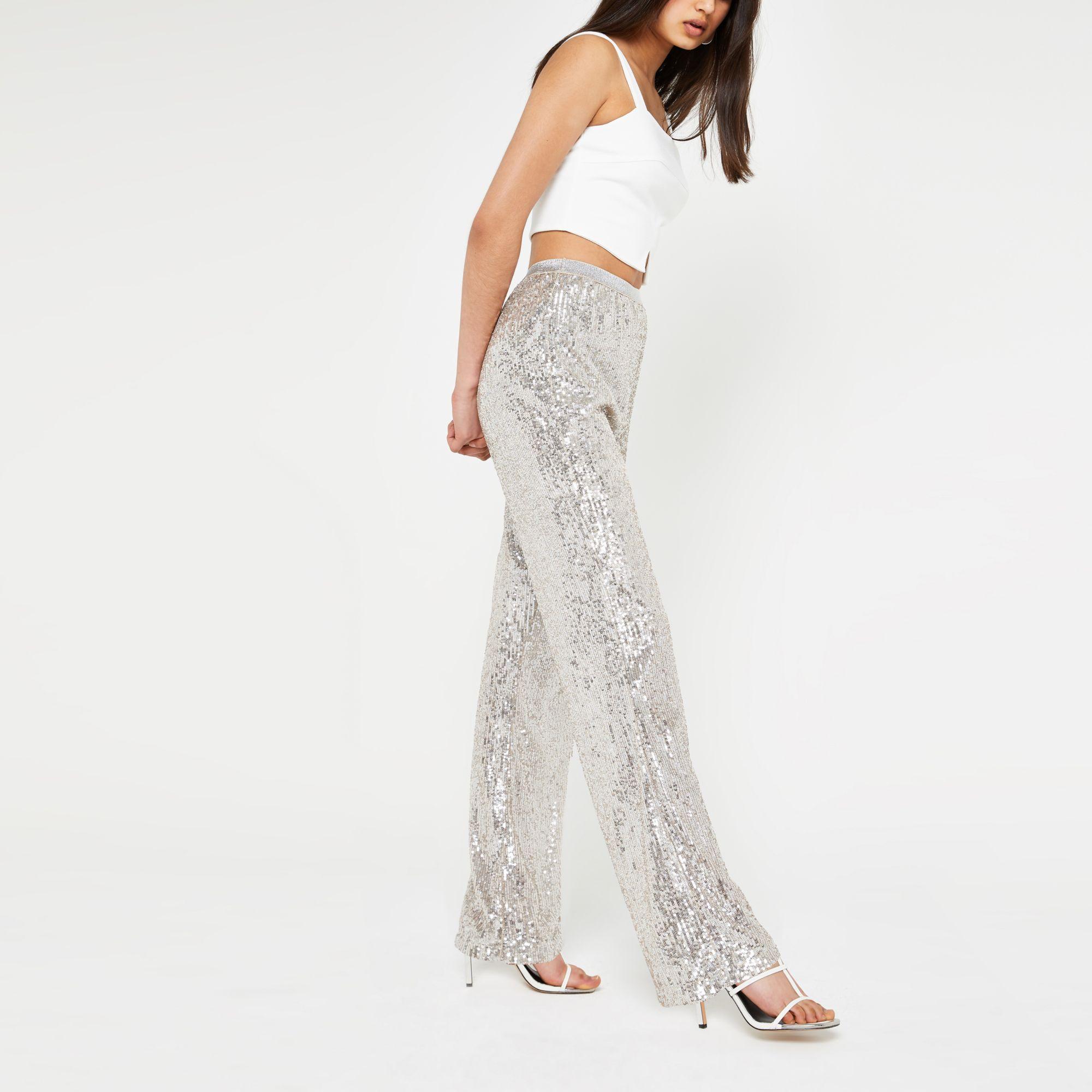 silver sequin trousers