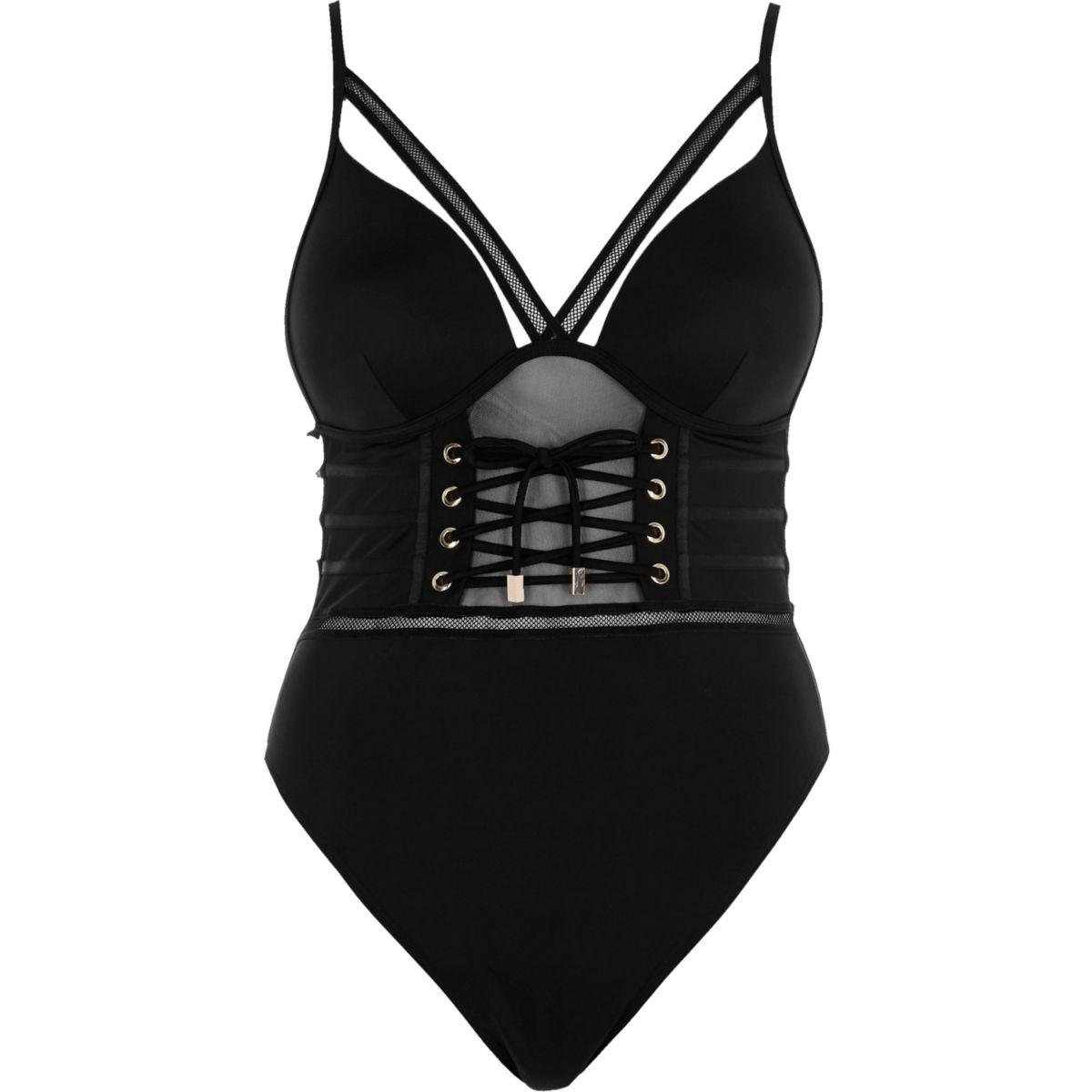 river island black swimming costume