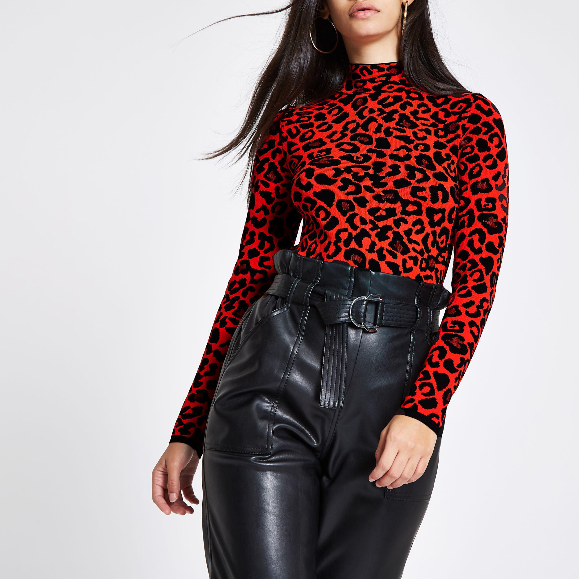 leopard print turtleneck jumper