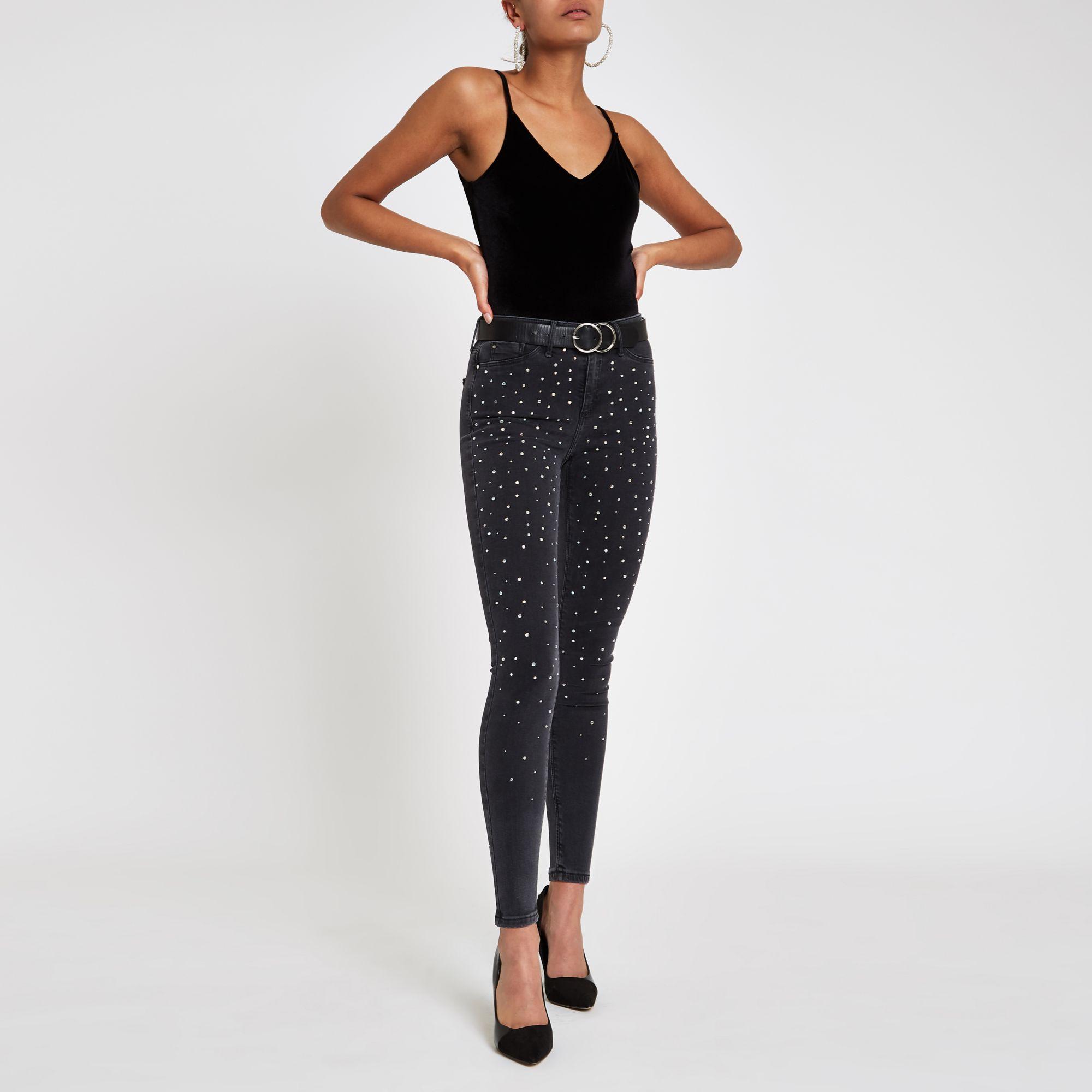 River Island Denim Molly Diamante 
