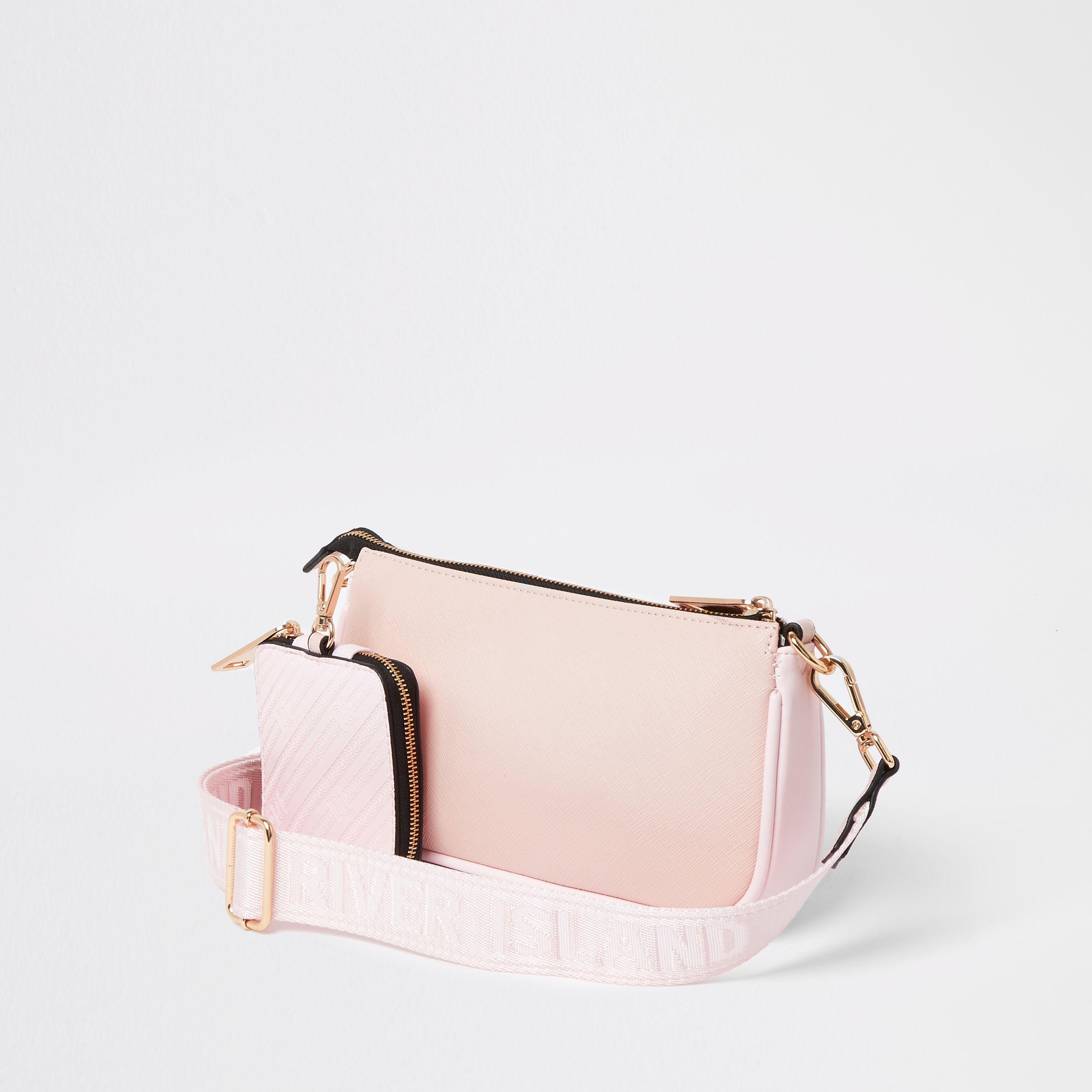 river island pink cross body bolsa