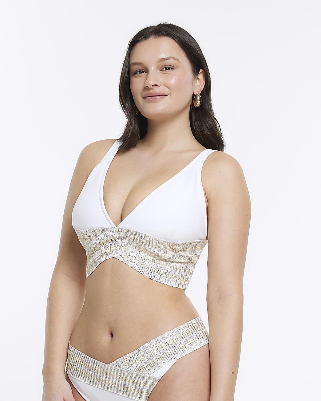 River Island Plunge Bikini Top in White Lyst