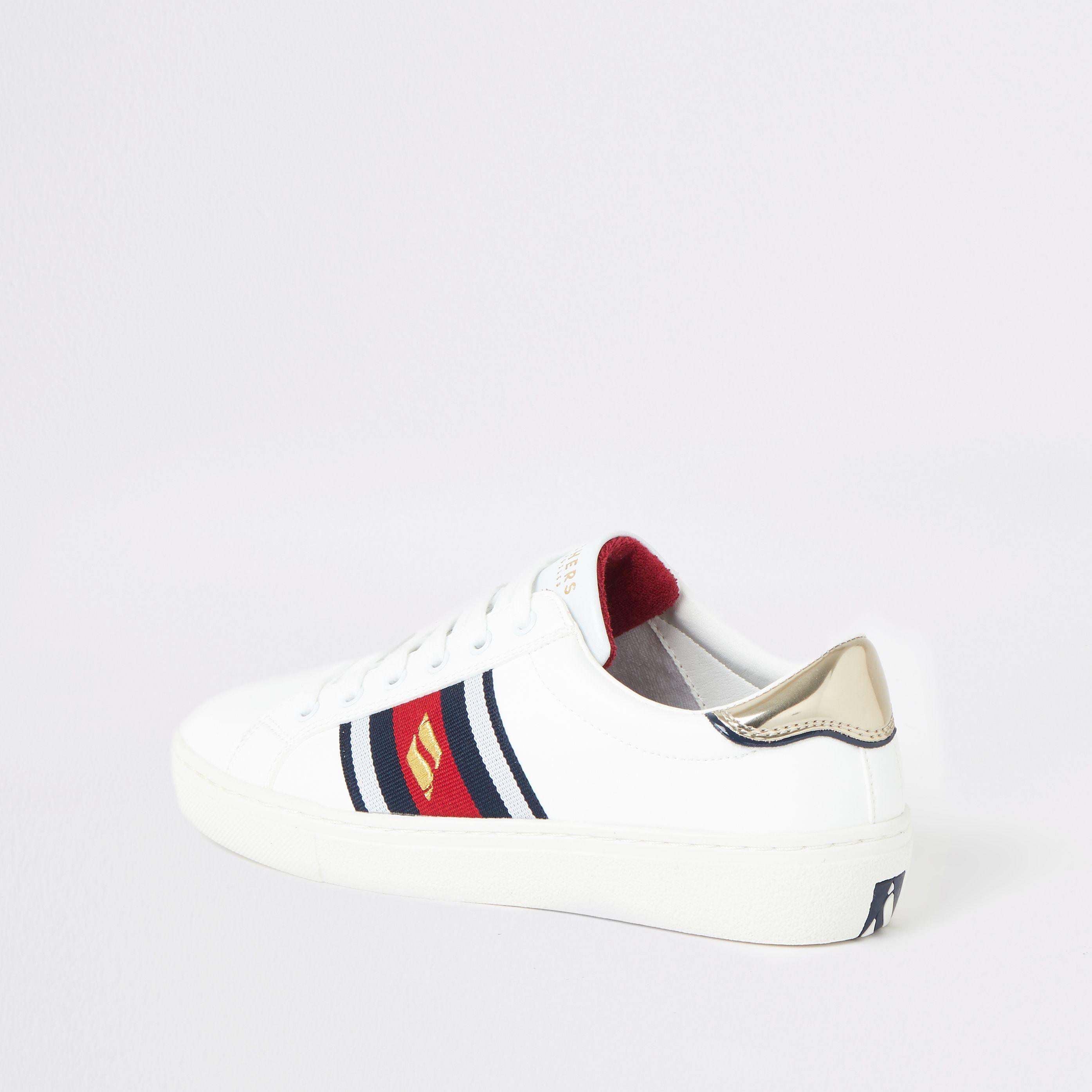 skechers white goldie striped trainers