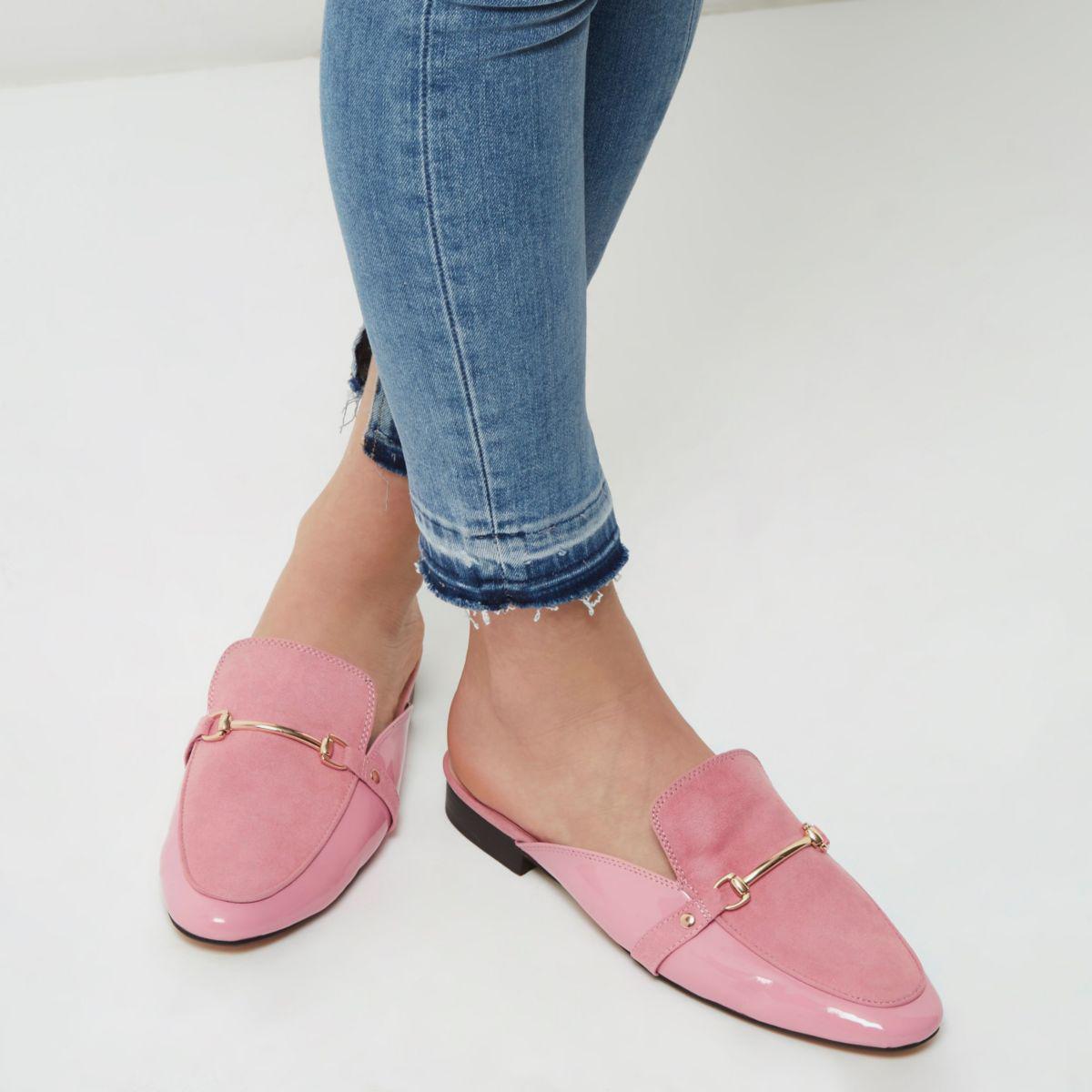 River Island Pink Chain Backless Loafers - Lyst