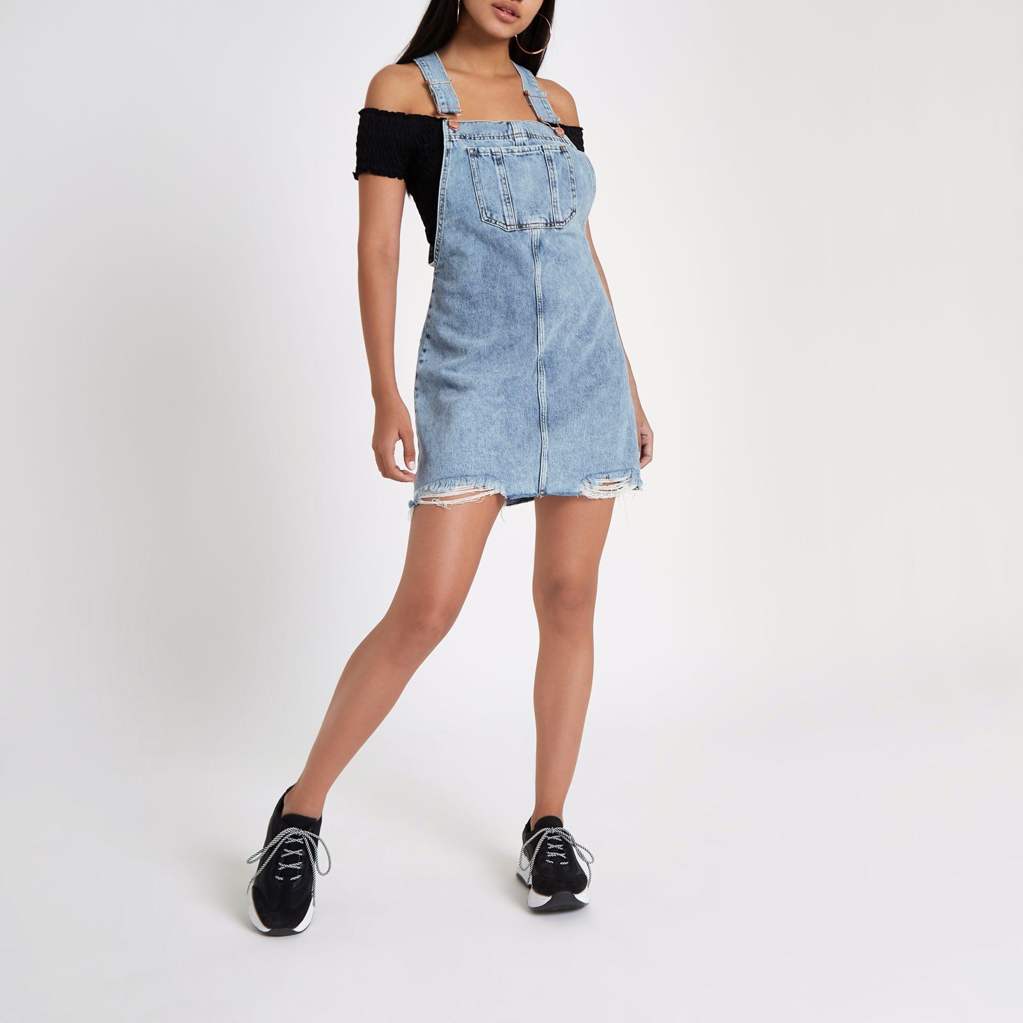 river island denim pinafore
