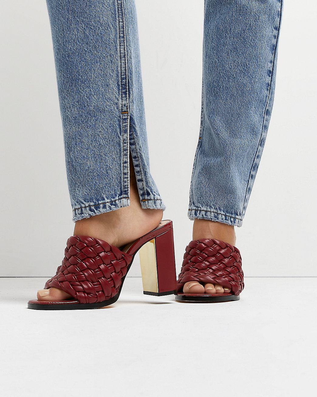 Woven block heel clearance mules