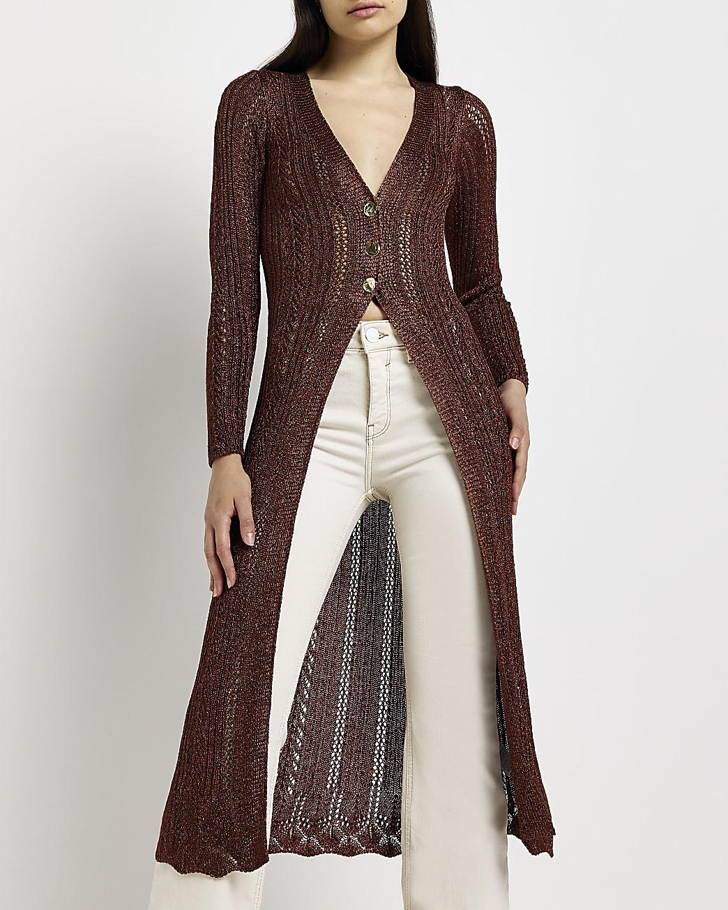 River Island Rust Crochet Cardigan in Brown Lyst