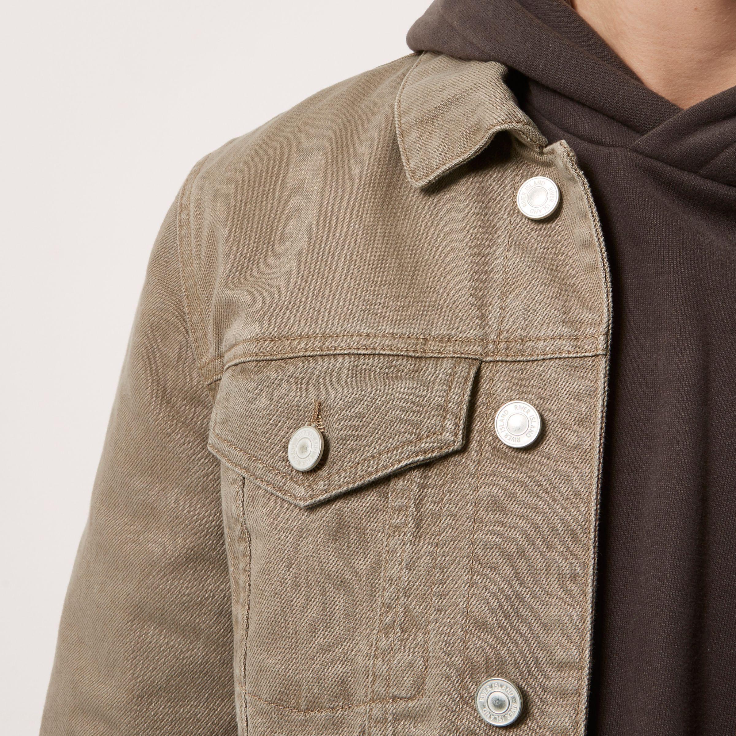 River Island Stone Denim Jacket for Men Lyst