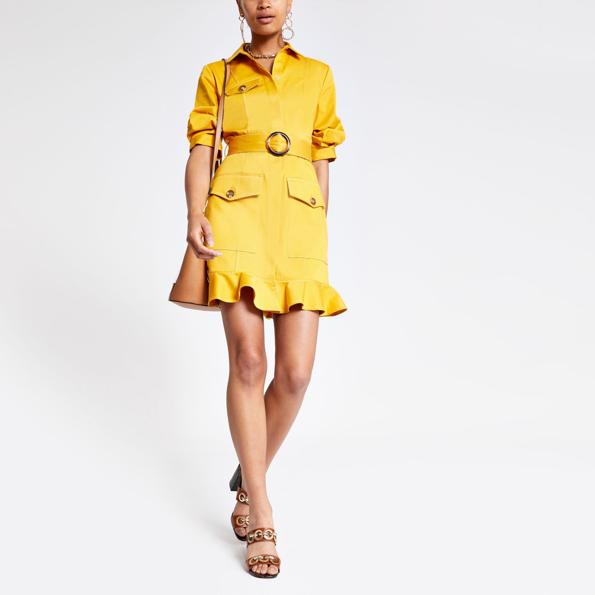 Yellow Belted Dress Factory Sale, 51 