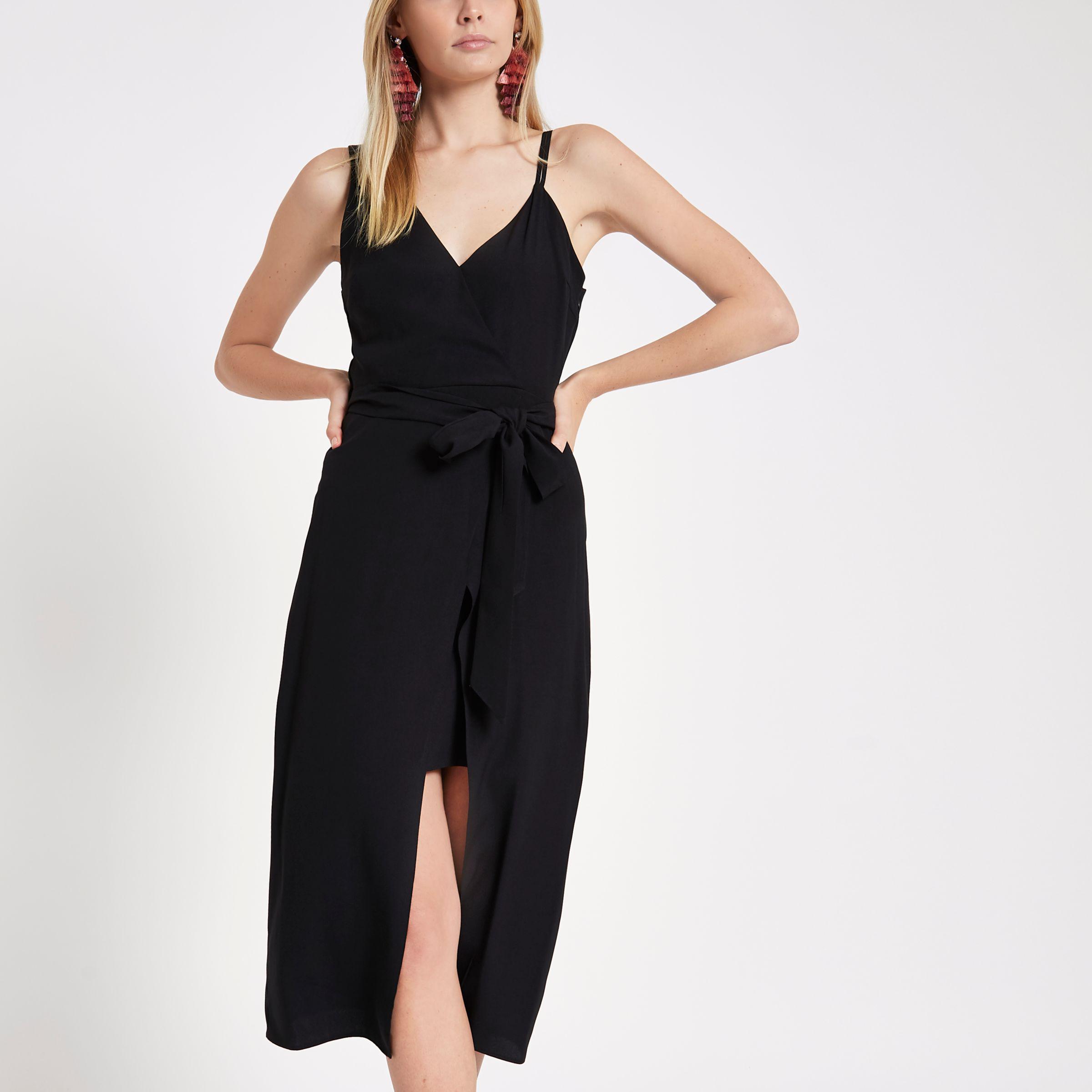 cami wrap midi dress with tie waist