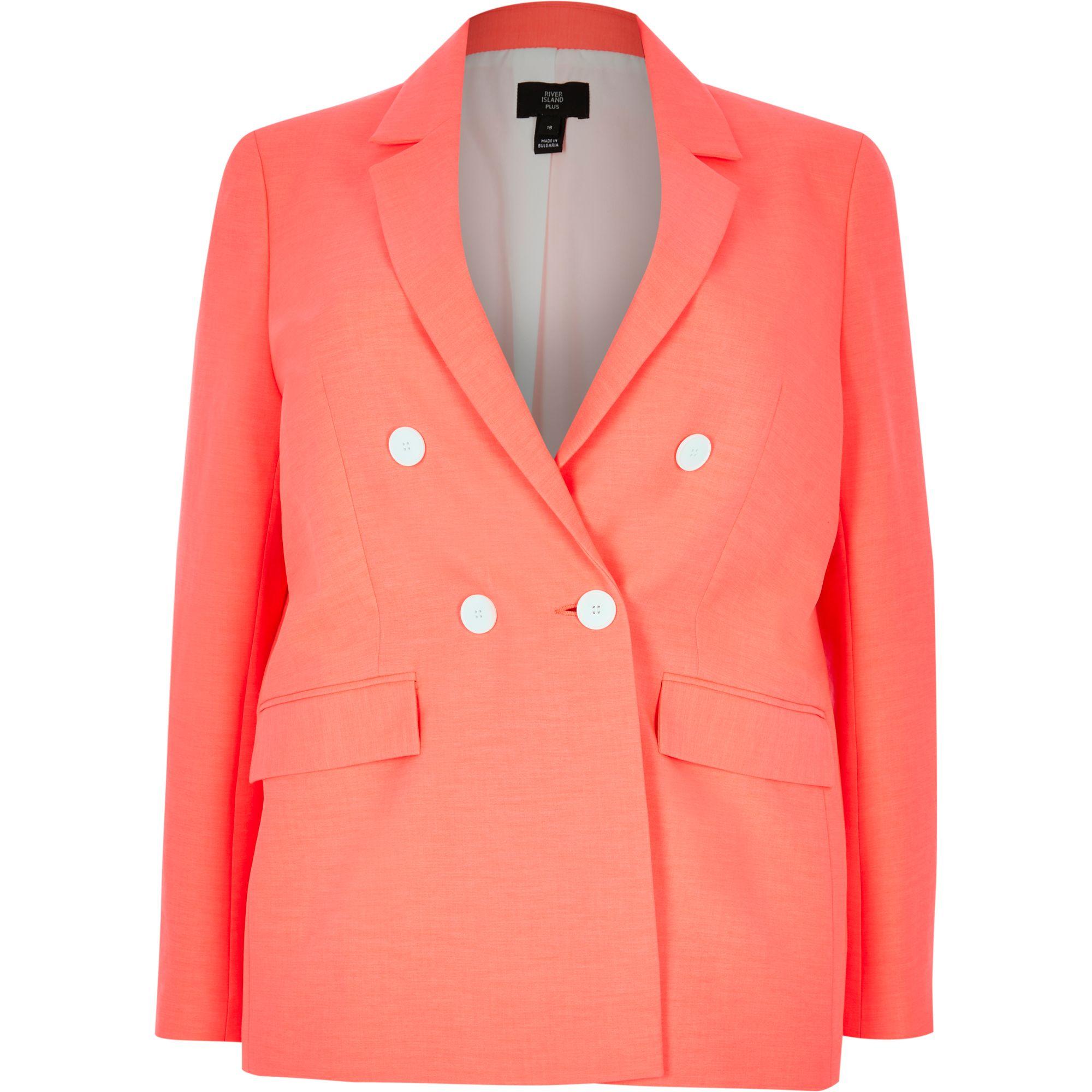 River Island Synthetic Plus Pink Double-breasted Blazer - Lyst