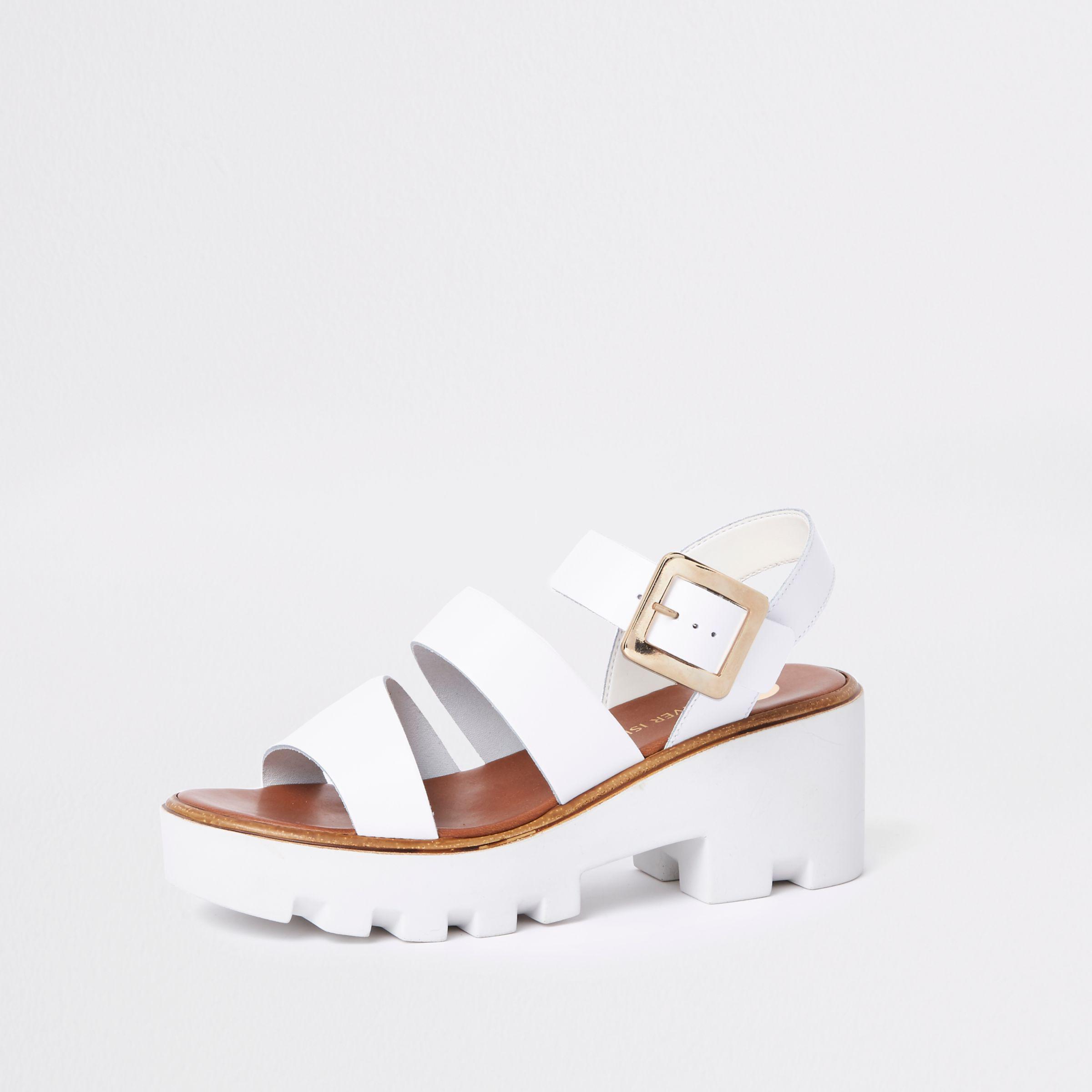 River Island White Chunky Sandals - Lyst