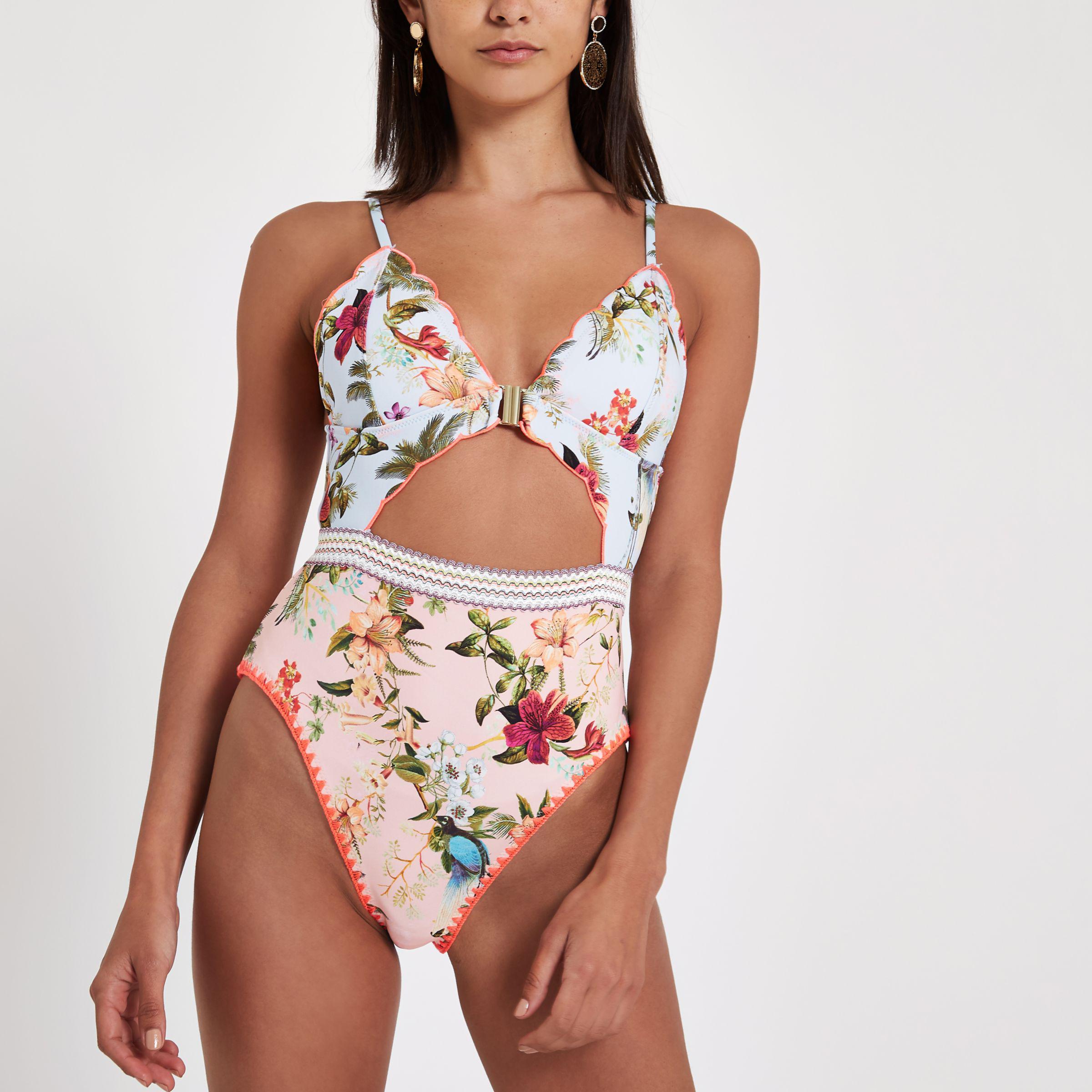 River island floral swimsuit Clearance