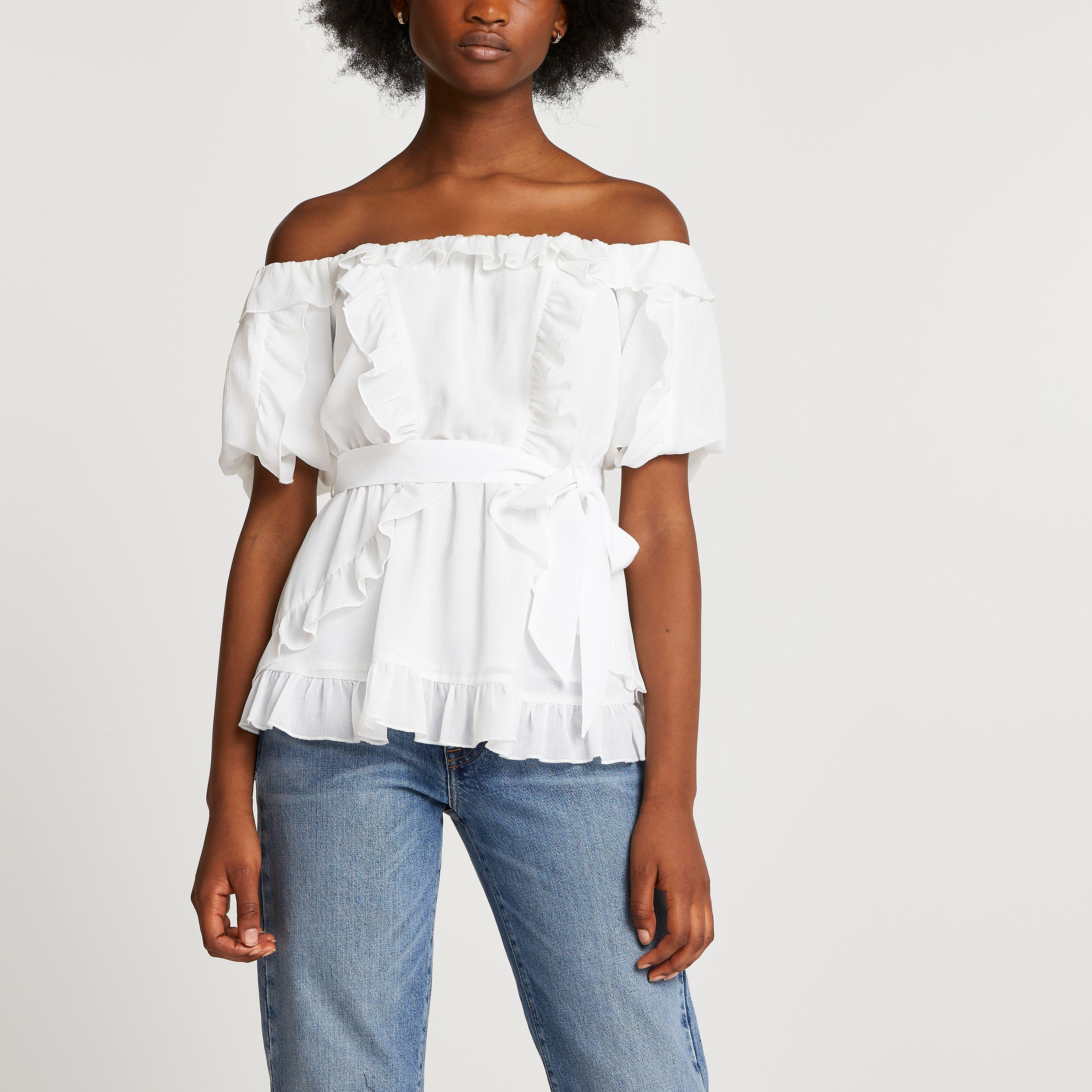 frill bardot top