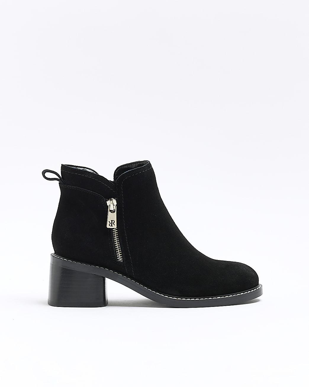 Hotter Black Suede Heeled Ankle Boots Double Side Zip Women's UK 5.5 EU  38.5 STD | eBay