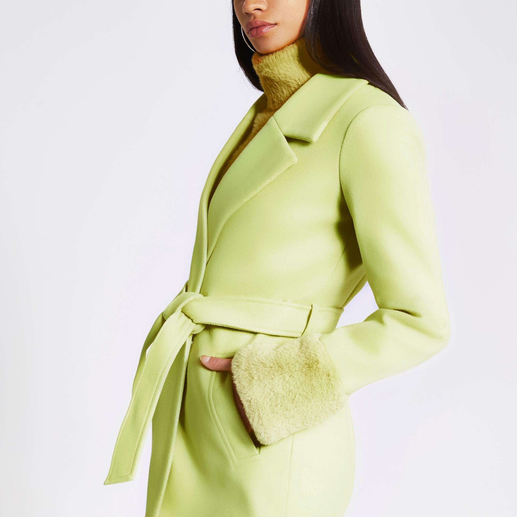 fur trim belted jacket
