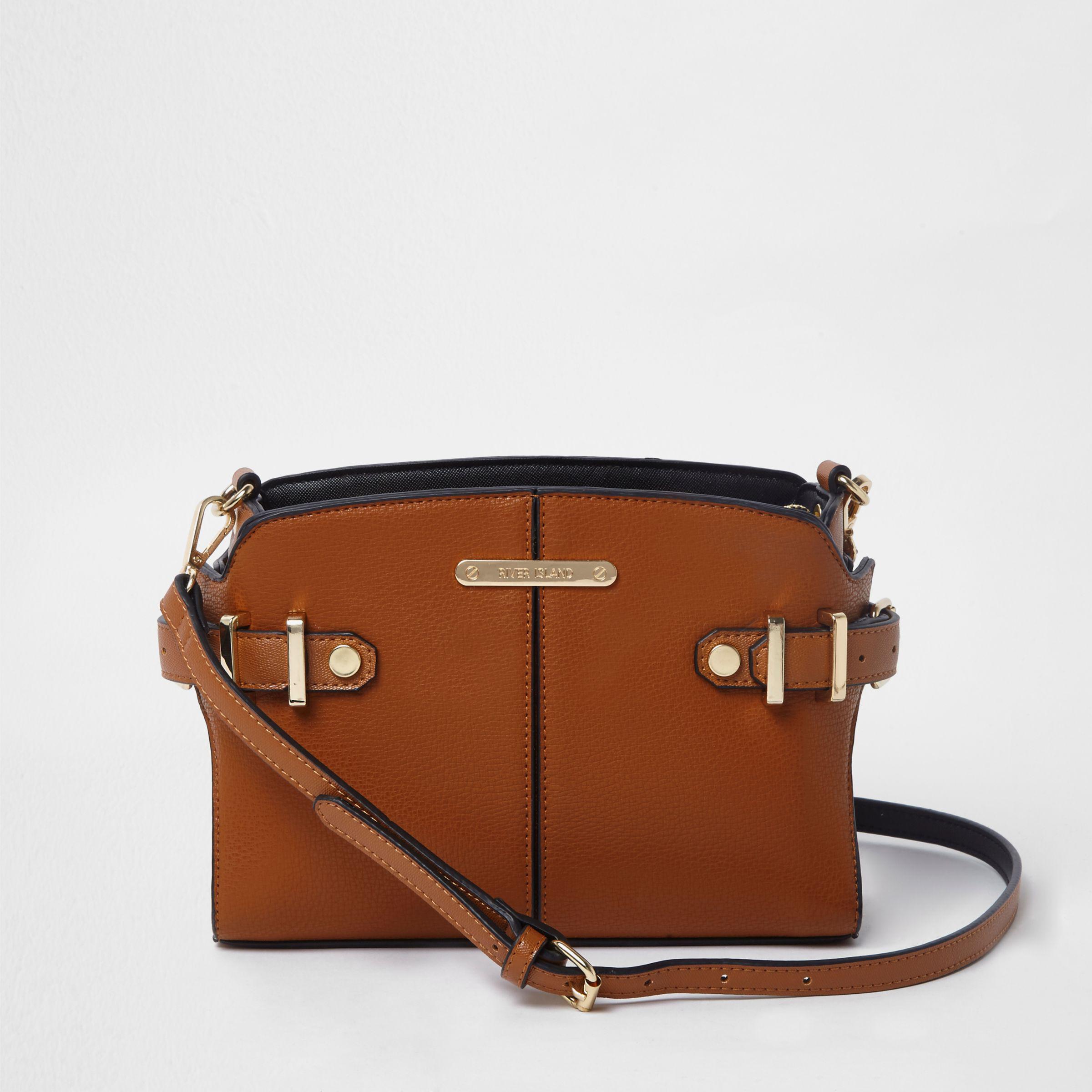 River Island Tan Brown Buckle Side Cross Body Bag Lyst