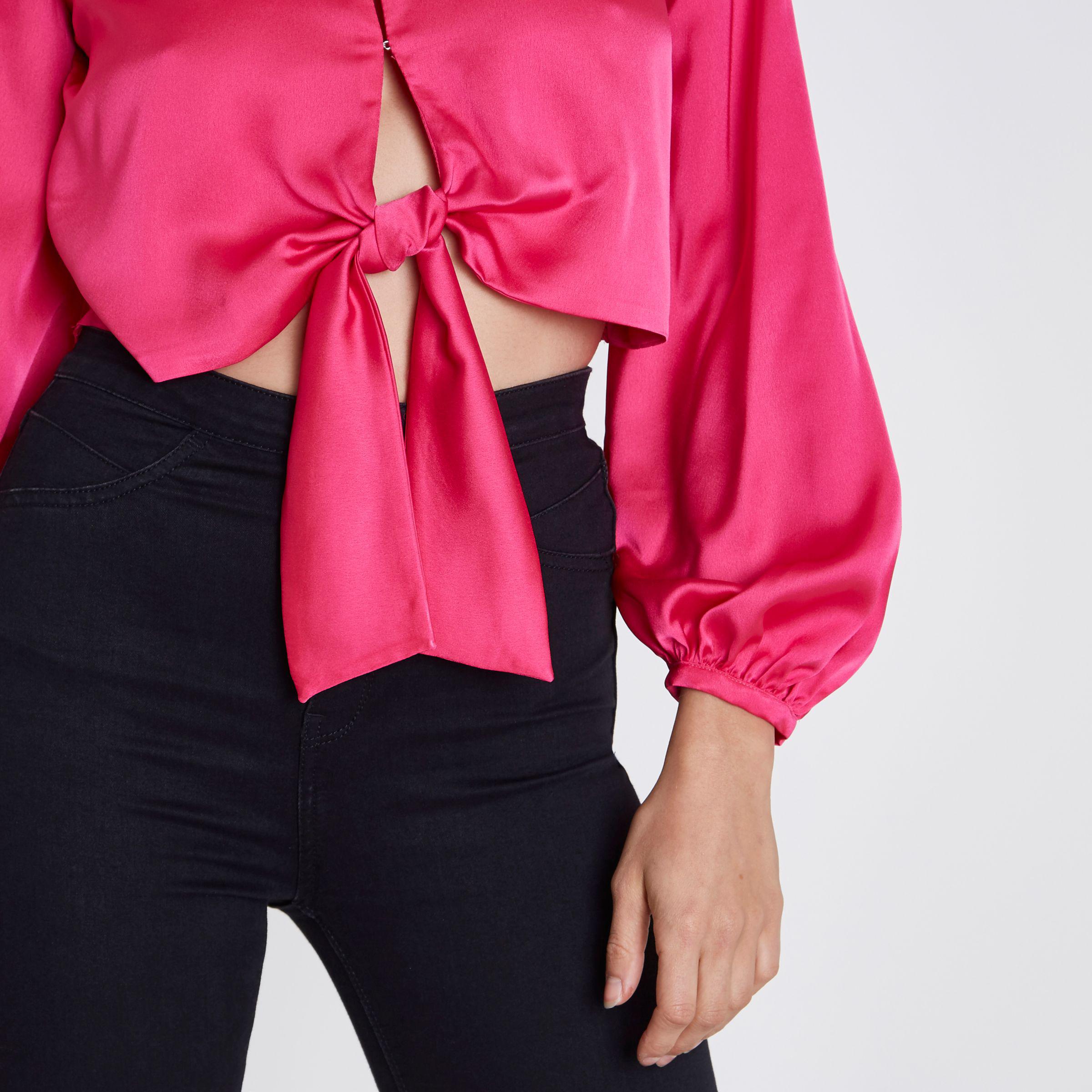 bright pink satin top