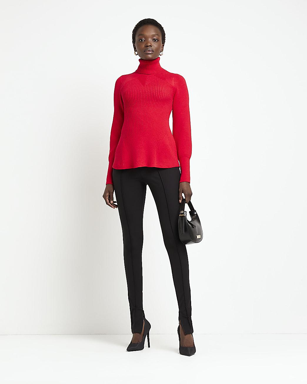 River Island Red Knit Peplum Jumper | Lyst