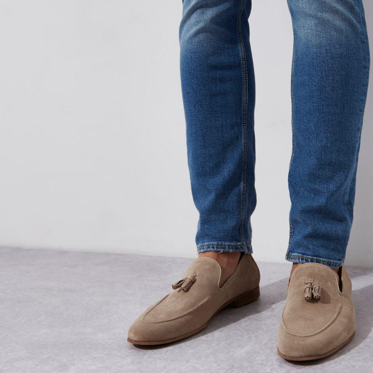 stone suede loafers