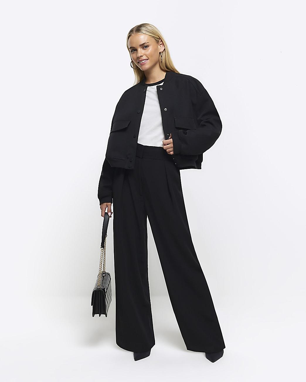 SIDE PLEATED WIDE TROUSERS / BLACK-