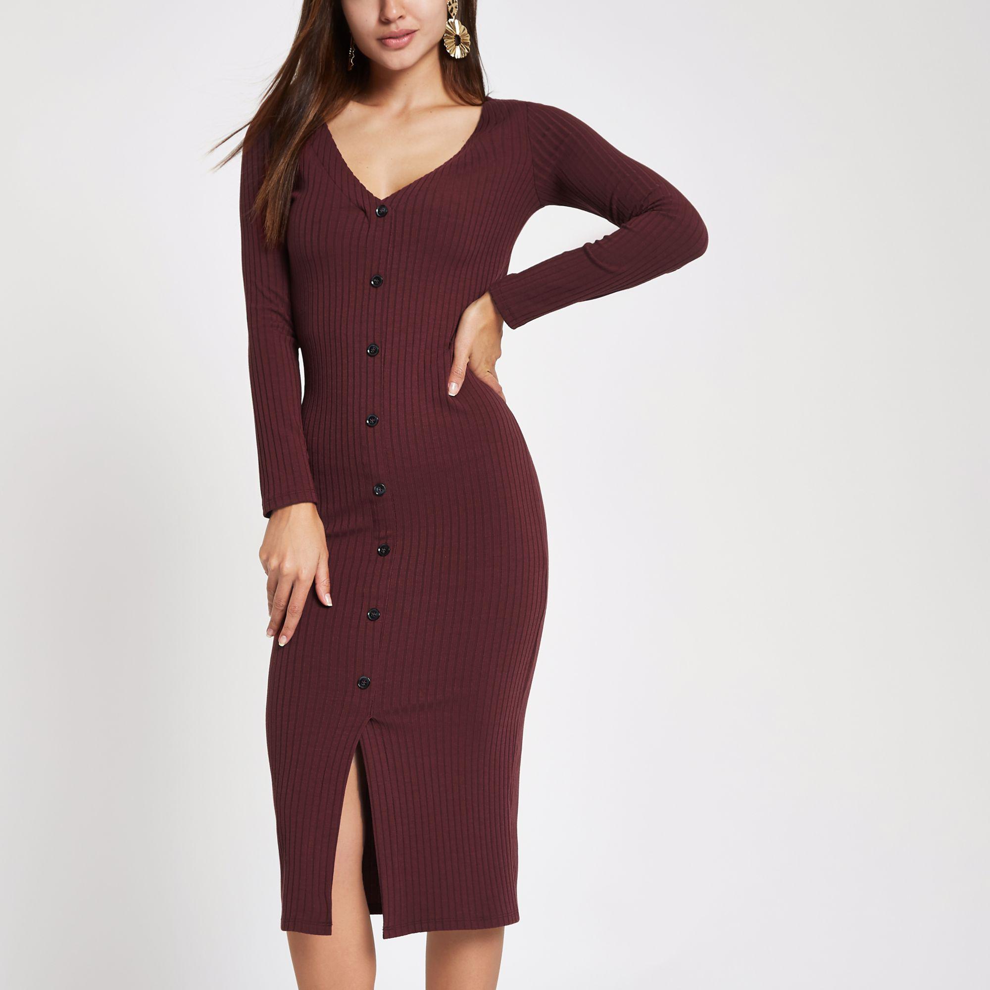 dark red bodycon dress