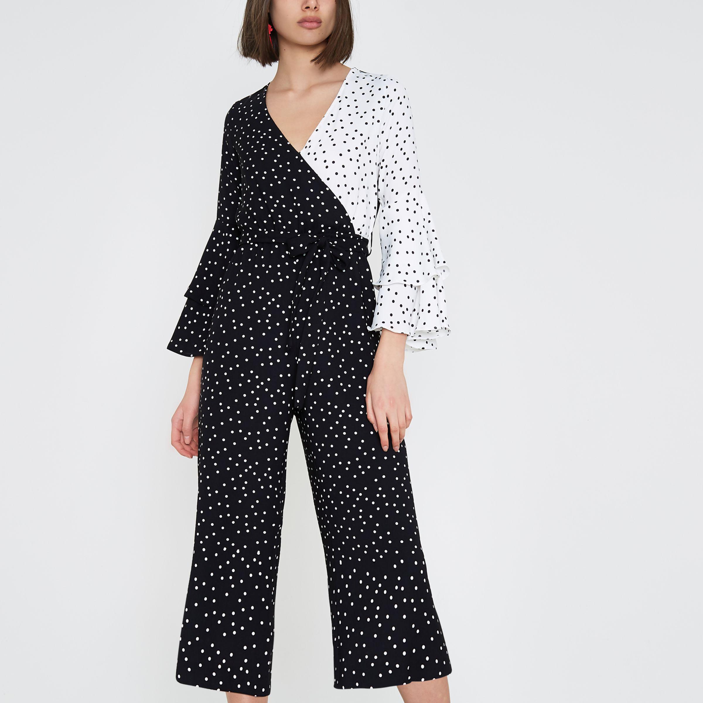 polka dot frill jumpsuit