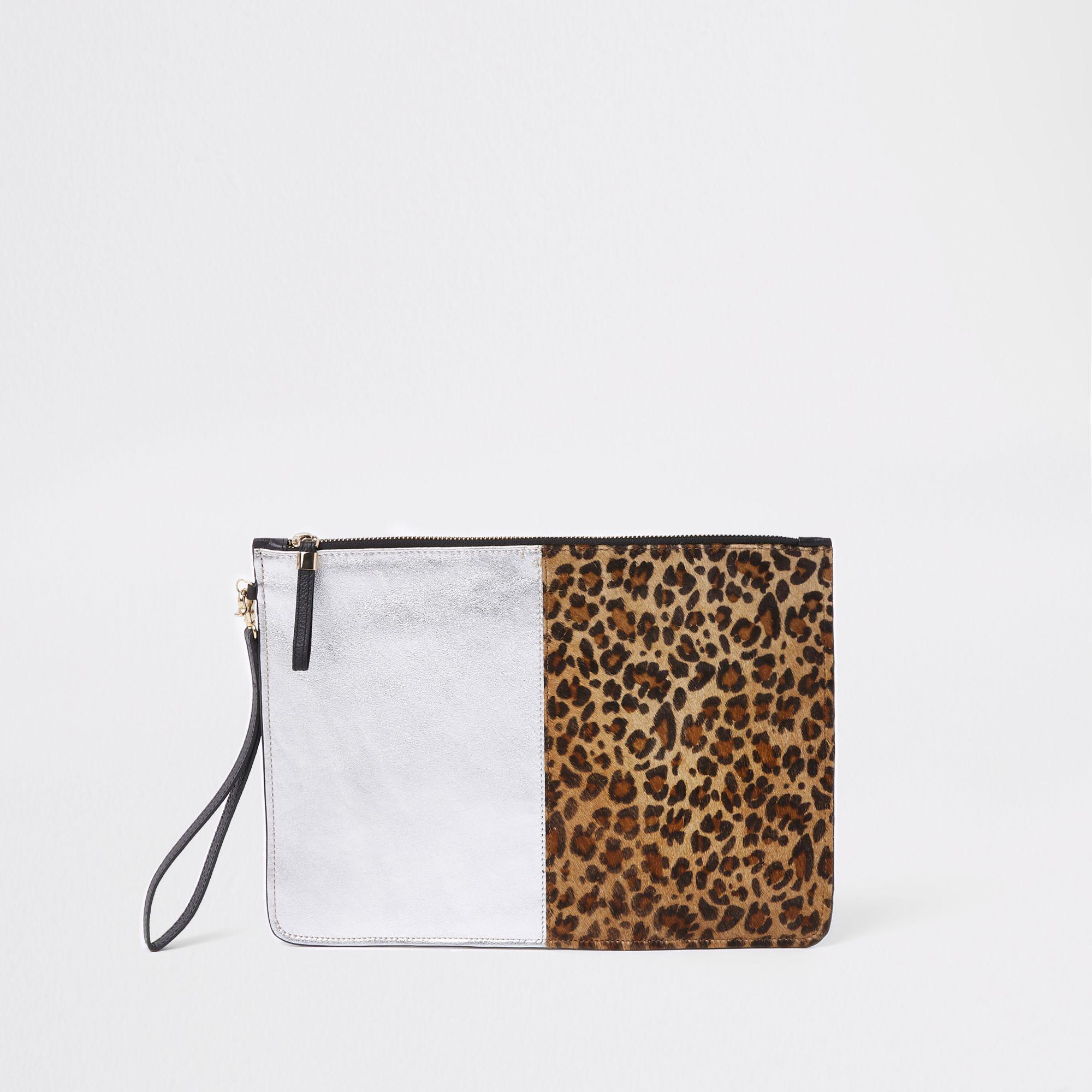 leopard print clutch bag river island