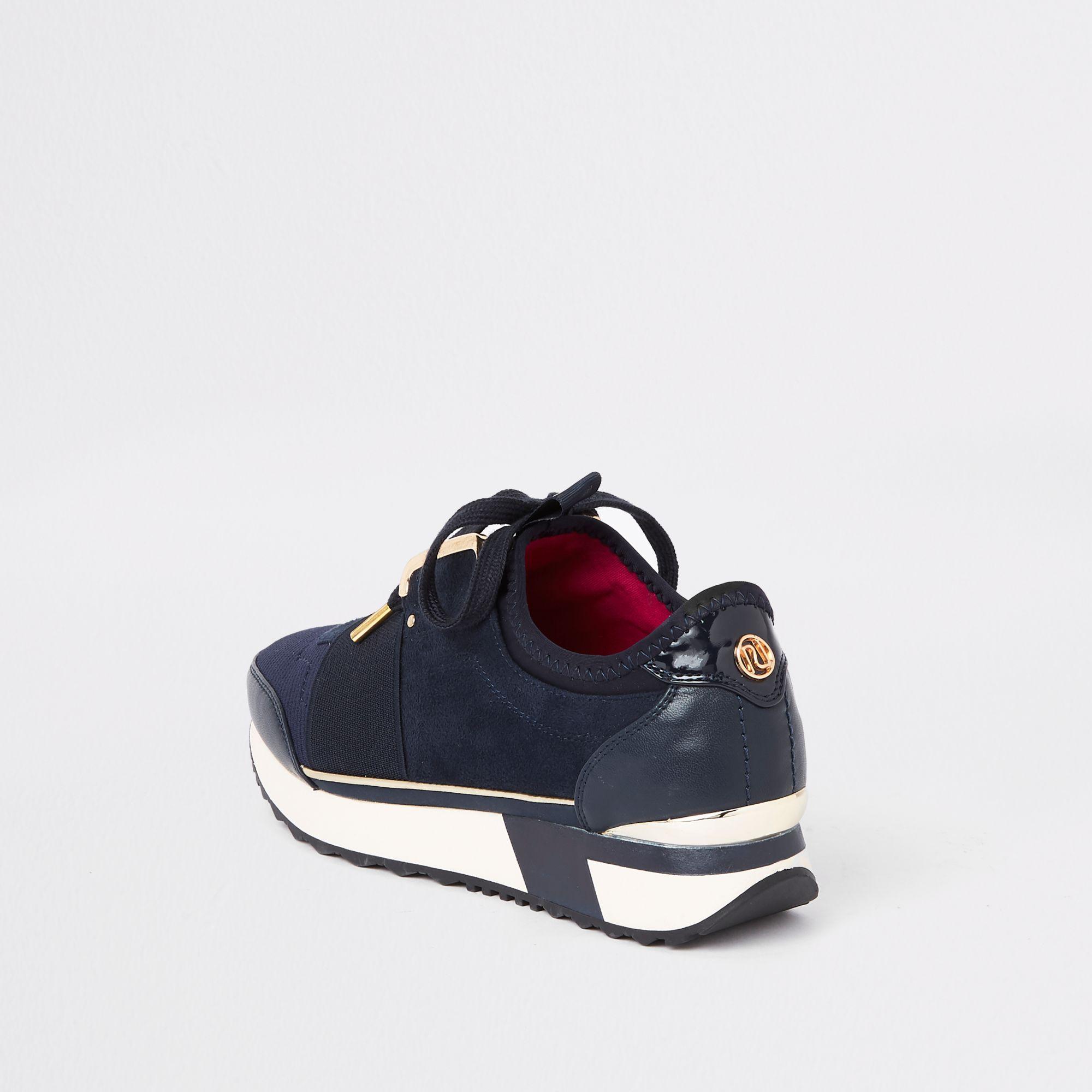 river island navy trainers