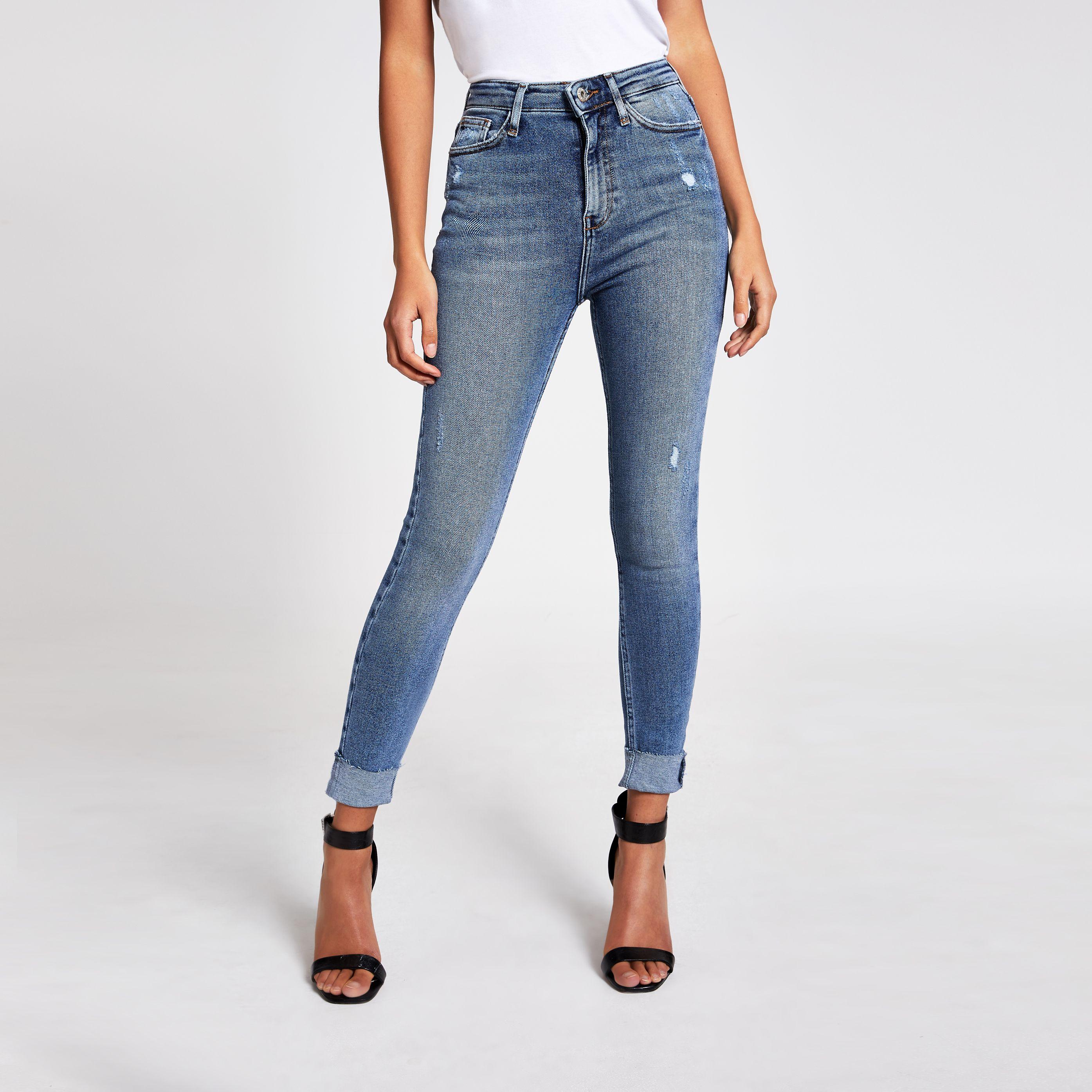 River Island Hailey High Rise Skinny Jeans in Blue | Lyst UK