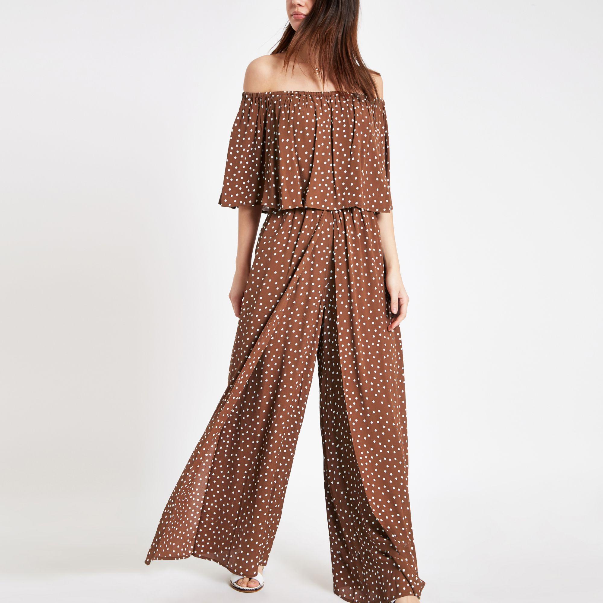 river island spot jumpsuit