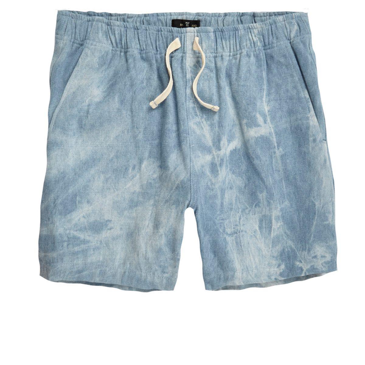 Lyst River Island Blue Acid Wash Woven Shorts in Blue for Men
