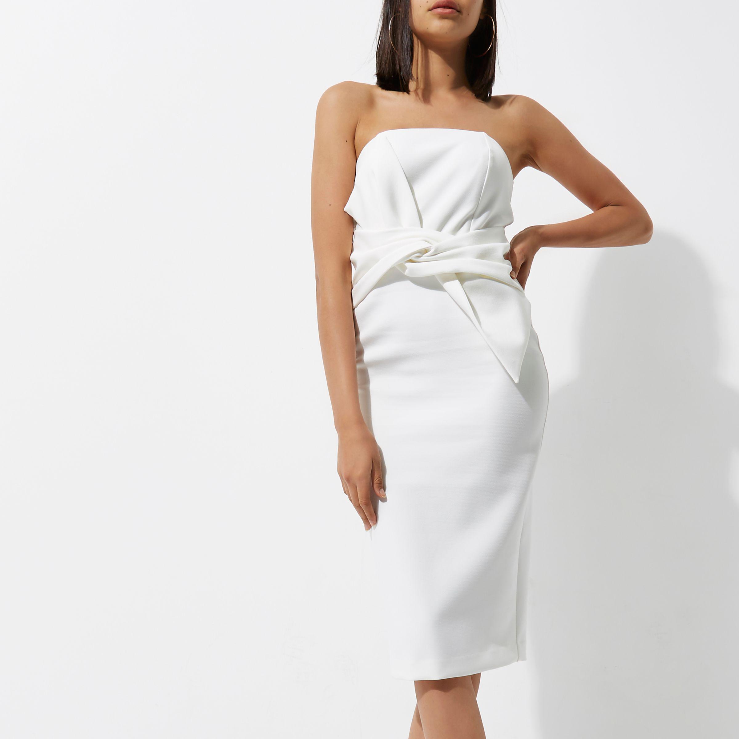 white bandeau bodycon dress
