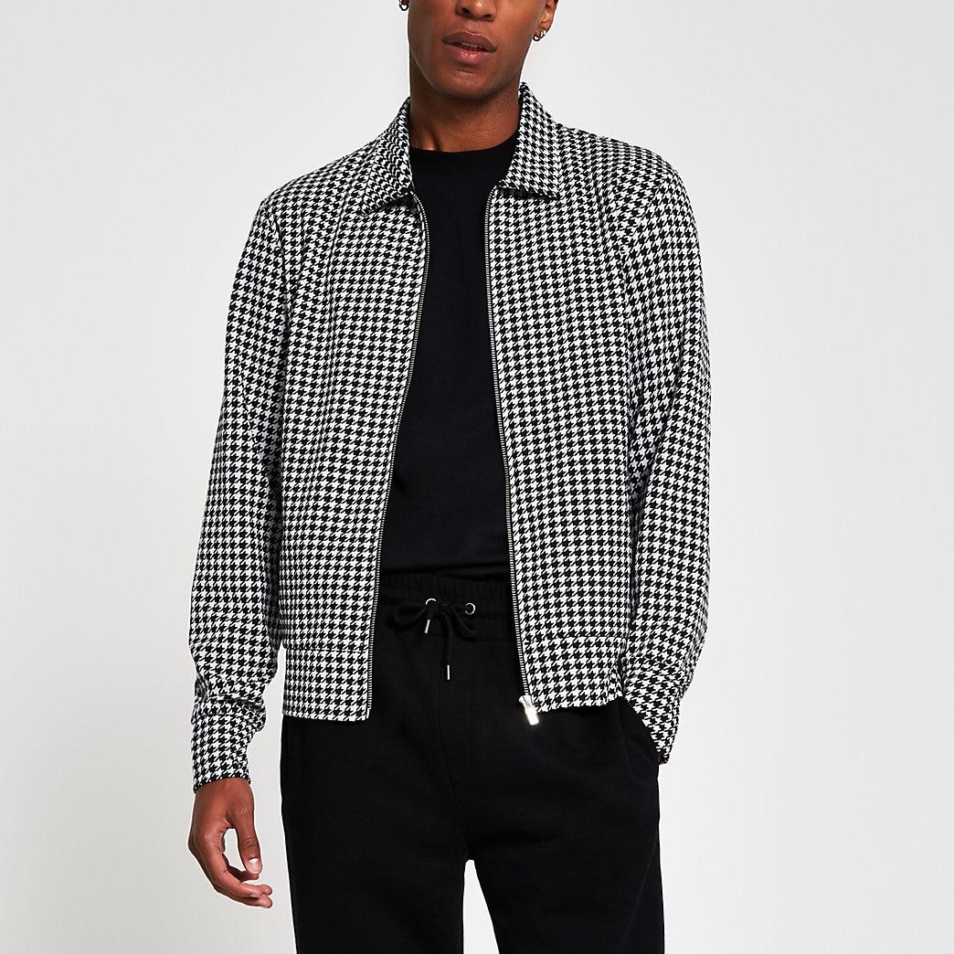 River Island Black Slim Long Sleeve Dogtooth Shacket for Men Lyst