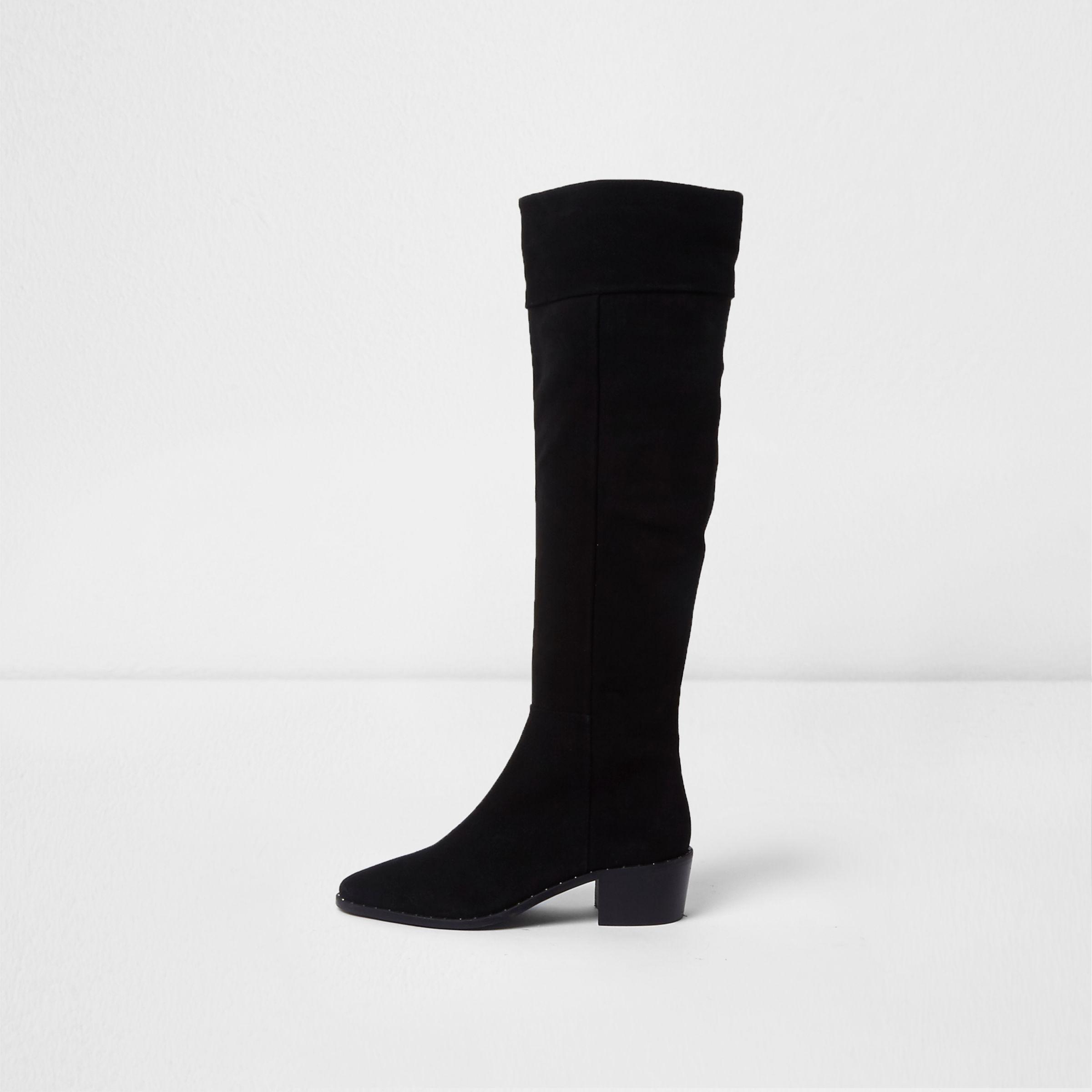 river island black slouch boots