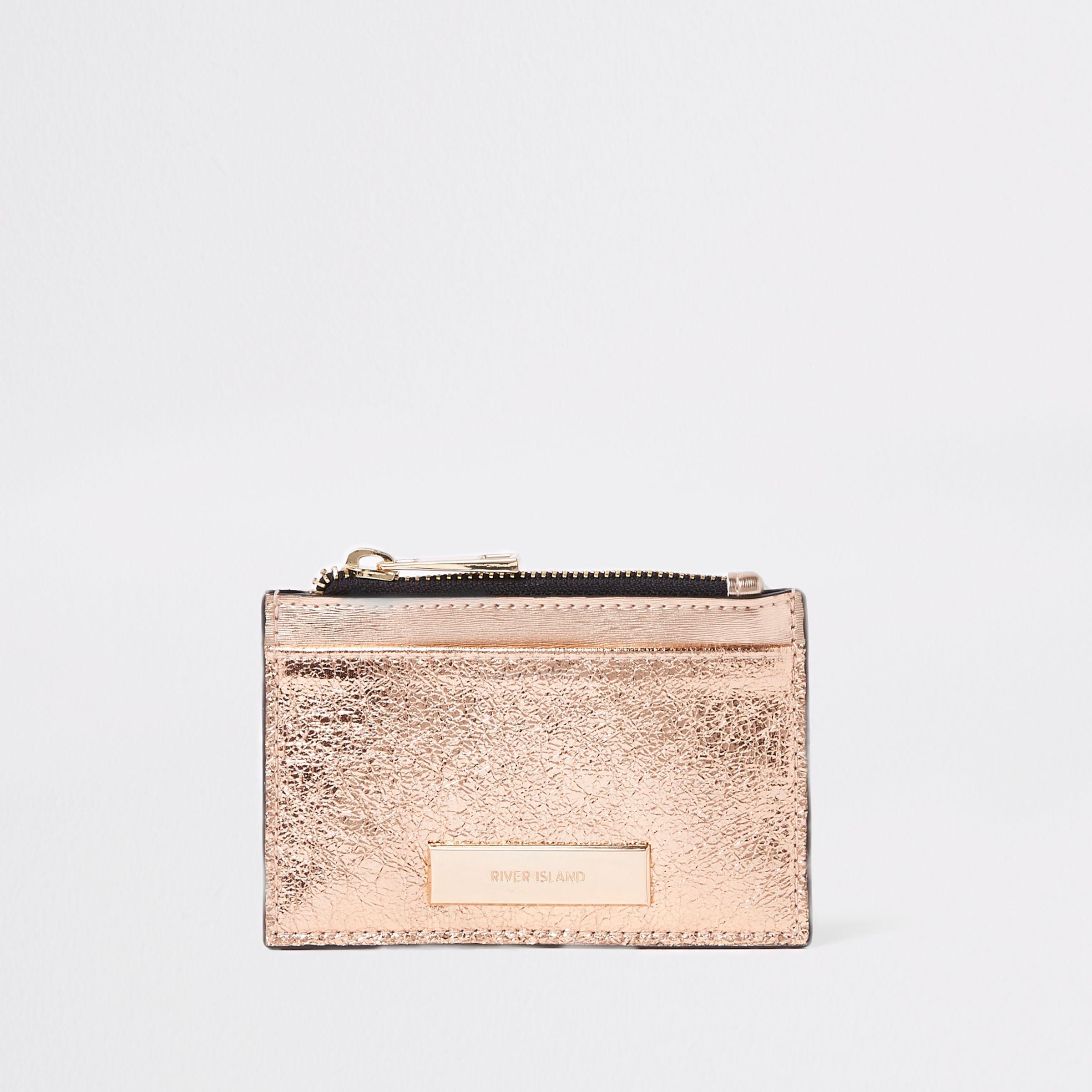 river island rose gold purse