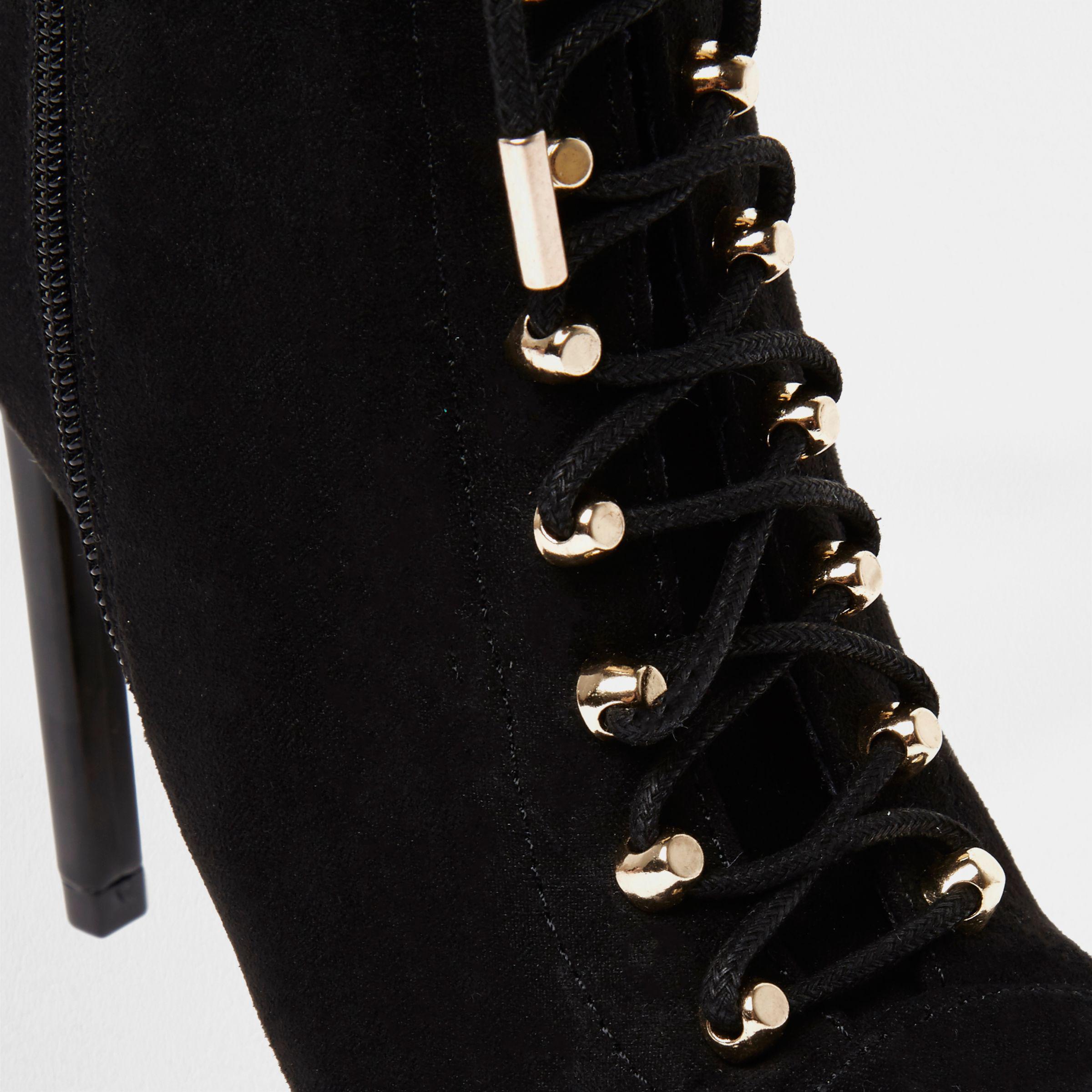 Open Toe Lace-up Heeled Boots 