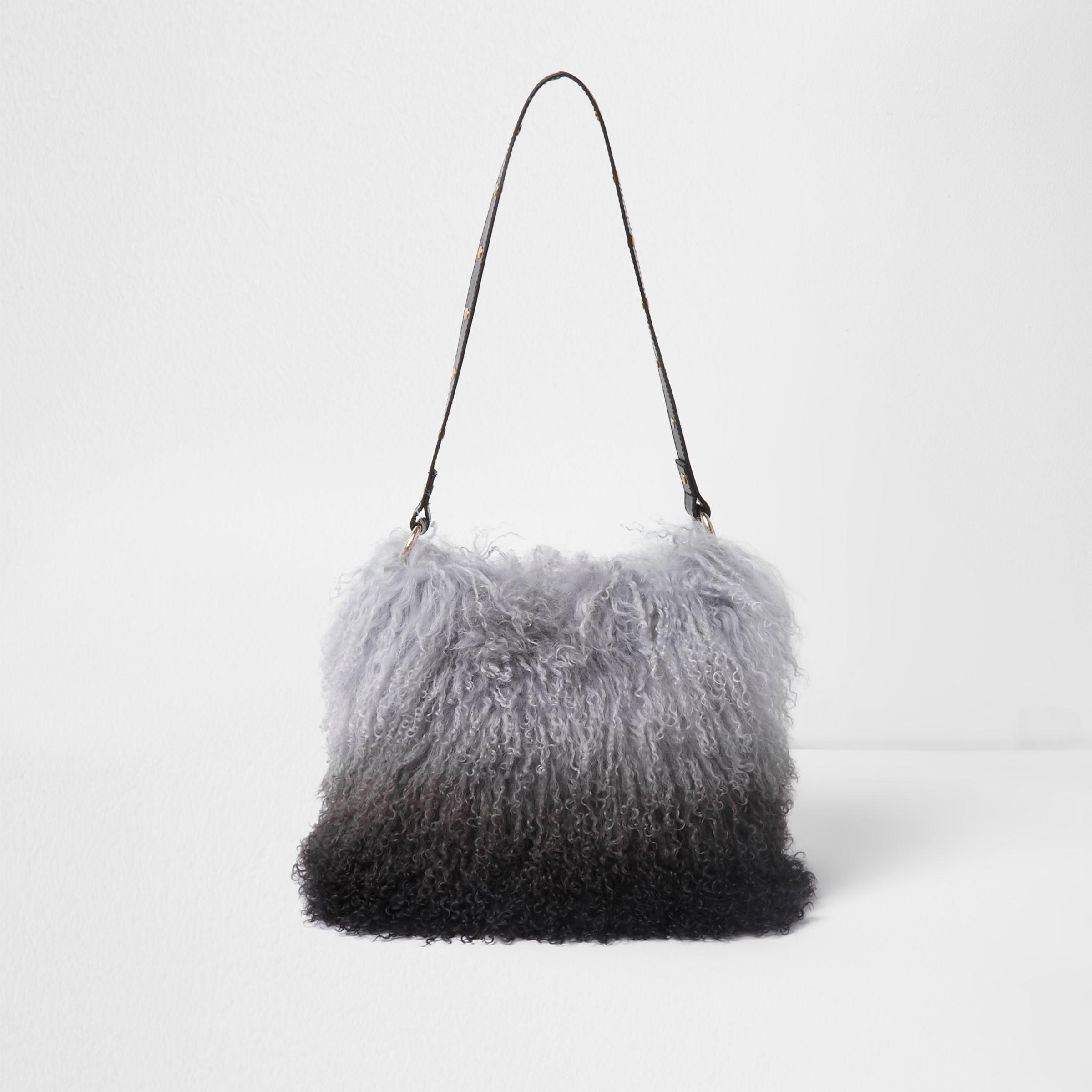 river island mongolian fur bag