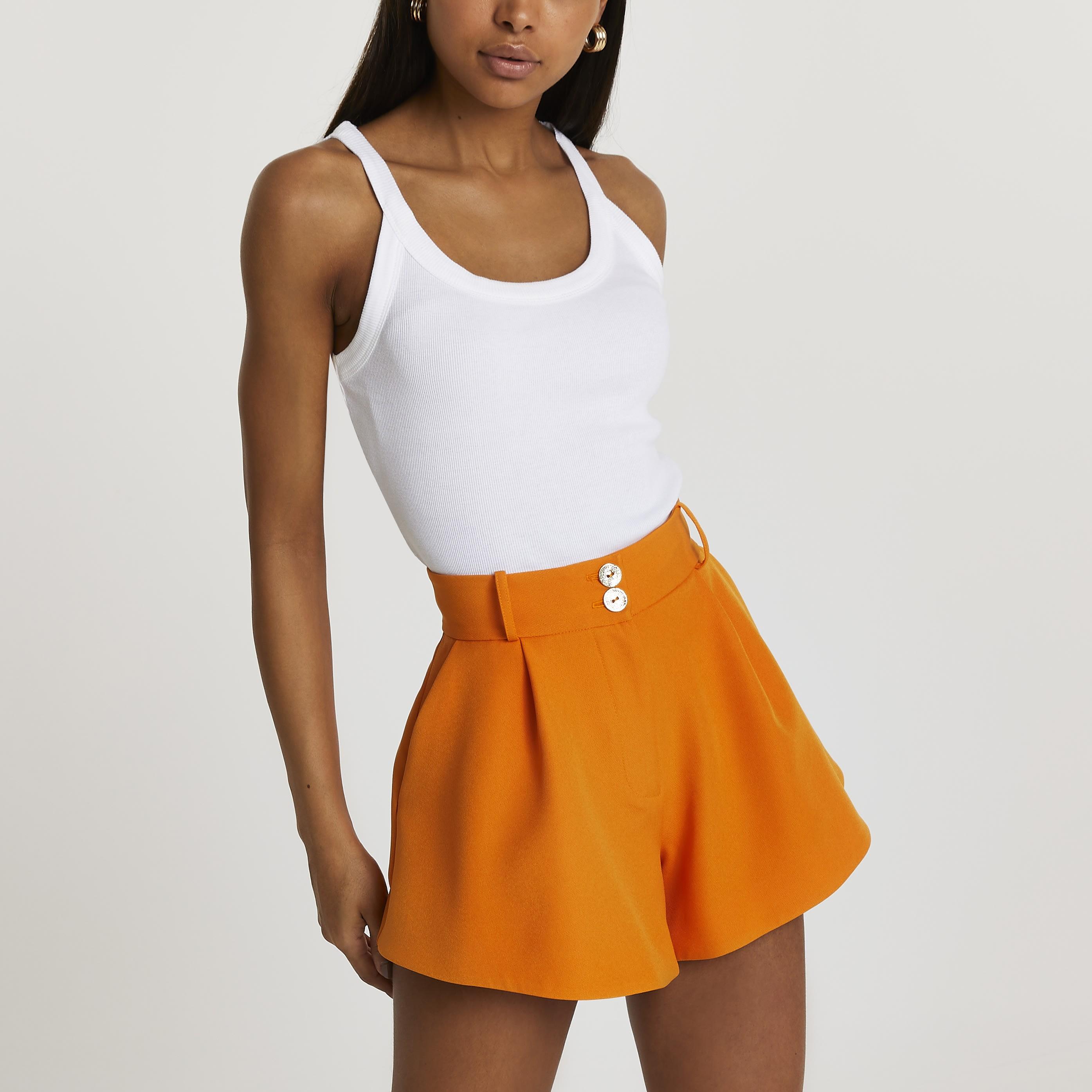 River Island Orange Structured Shorts | Lyst UK