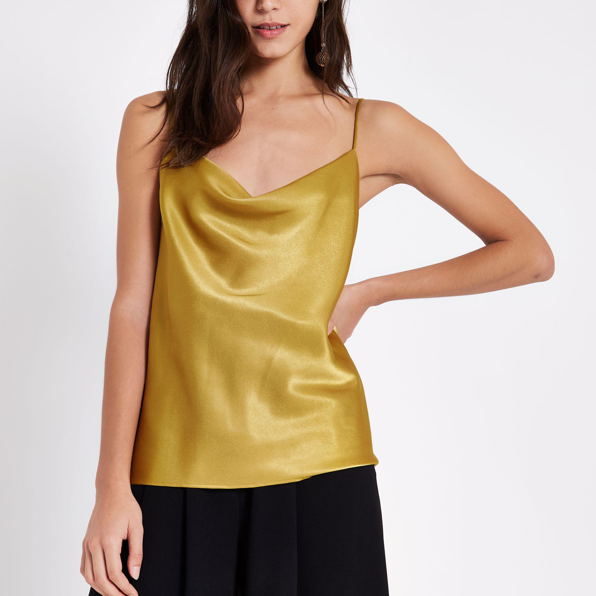 yellow cowl neck top