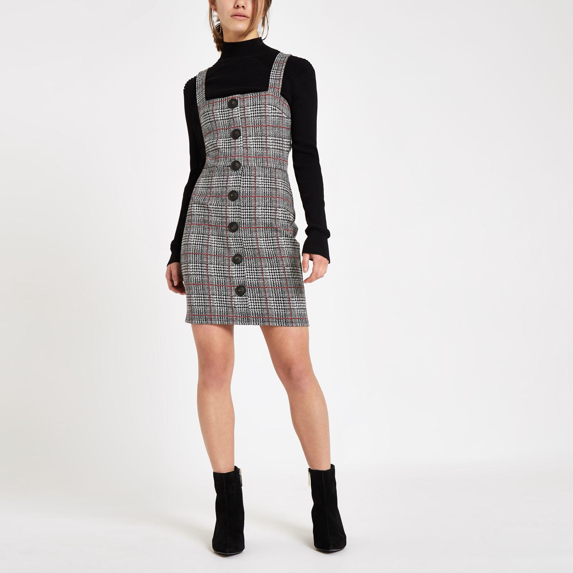 Petite checked pinafore dress Clearance