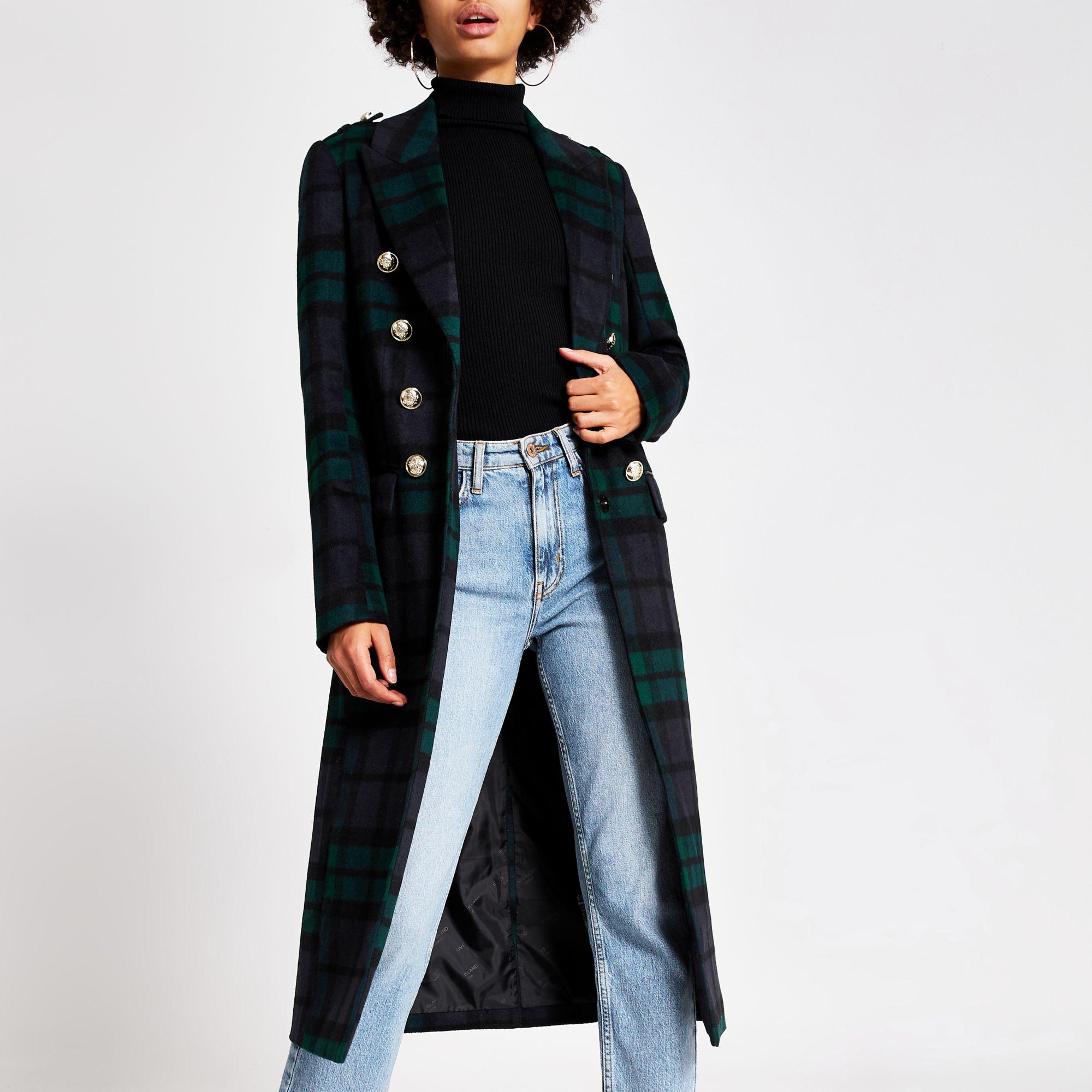 river island checked coat