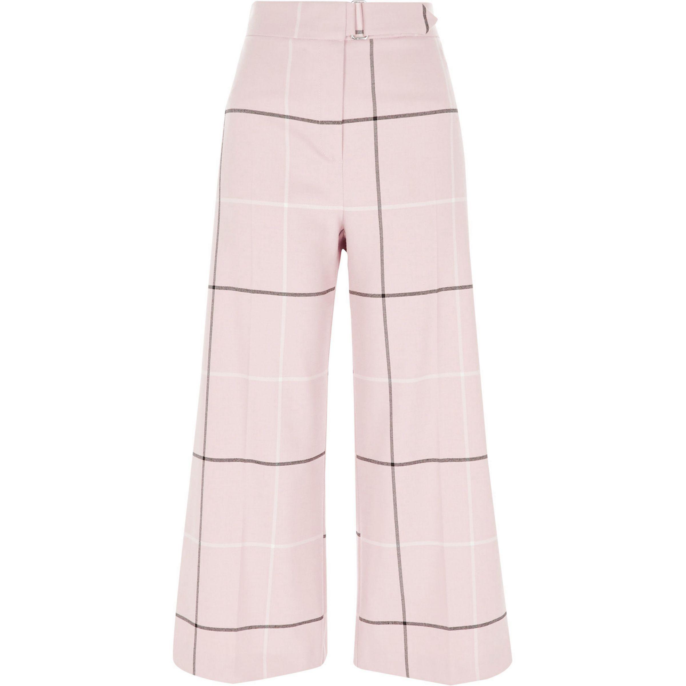 Pink Check Belted Culottes 