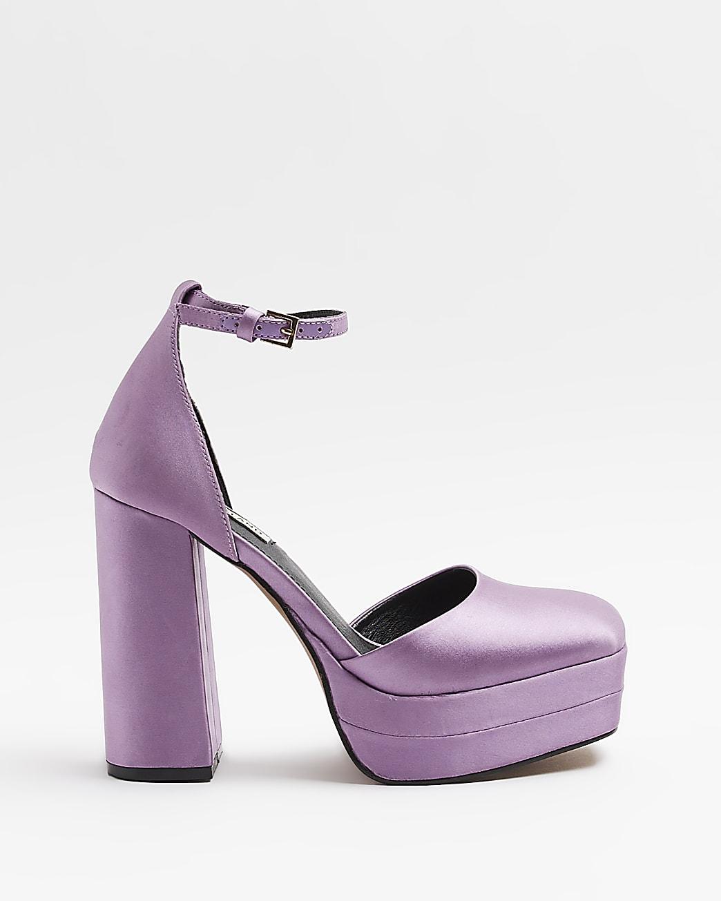 River Island Purple Satin Platform Heeled Shoes | Lyst Canada